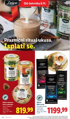 Deluxe mlevena kafa sa plantaža, Brazil, Tanzania ili Honduras 100% arabika 250 g - pregled Lidl kataloga - važi od 06.11.2025 | Strana: 18