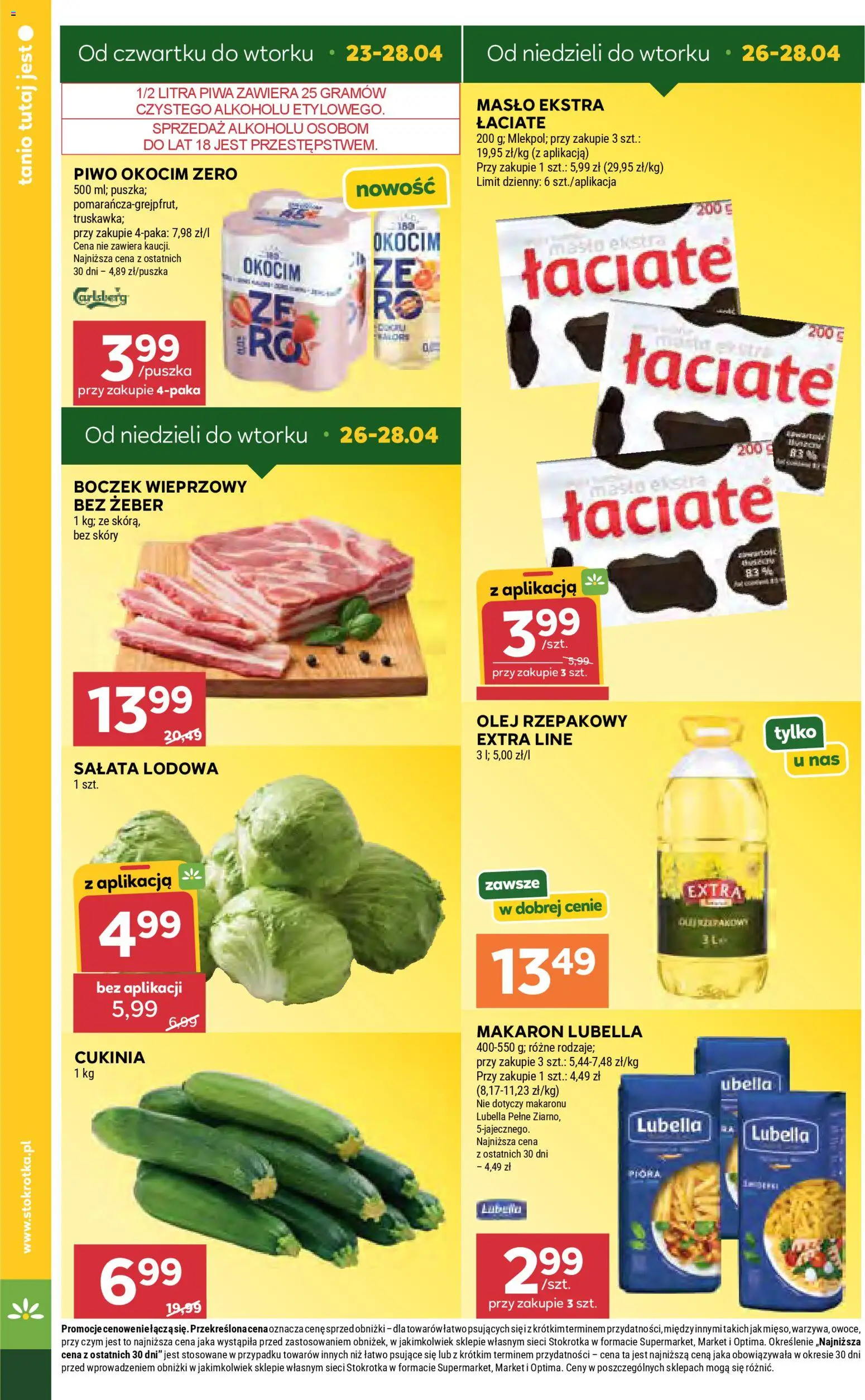 Stokrotka gazetka od 23.04.2026 | Strona: 8 | Produkty: Olej rzepakowy, Boczek wieprzowy, Cukinia, Boczek