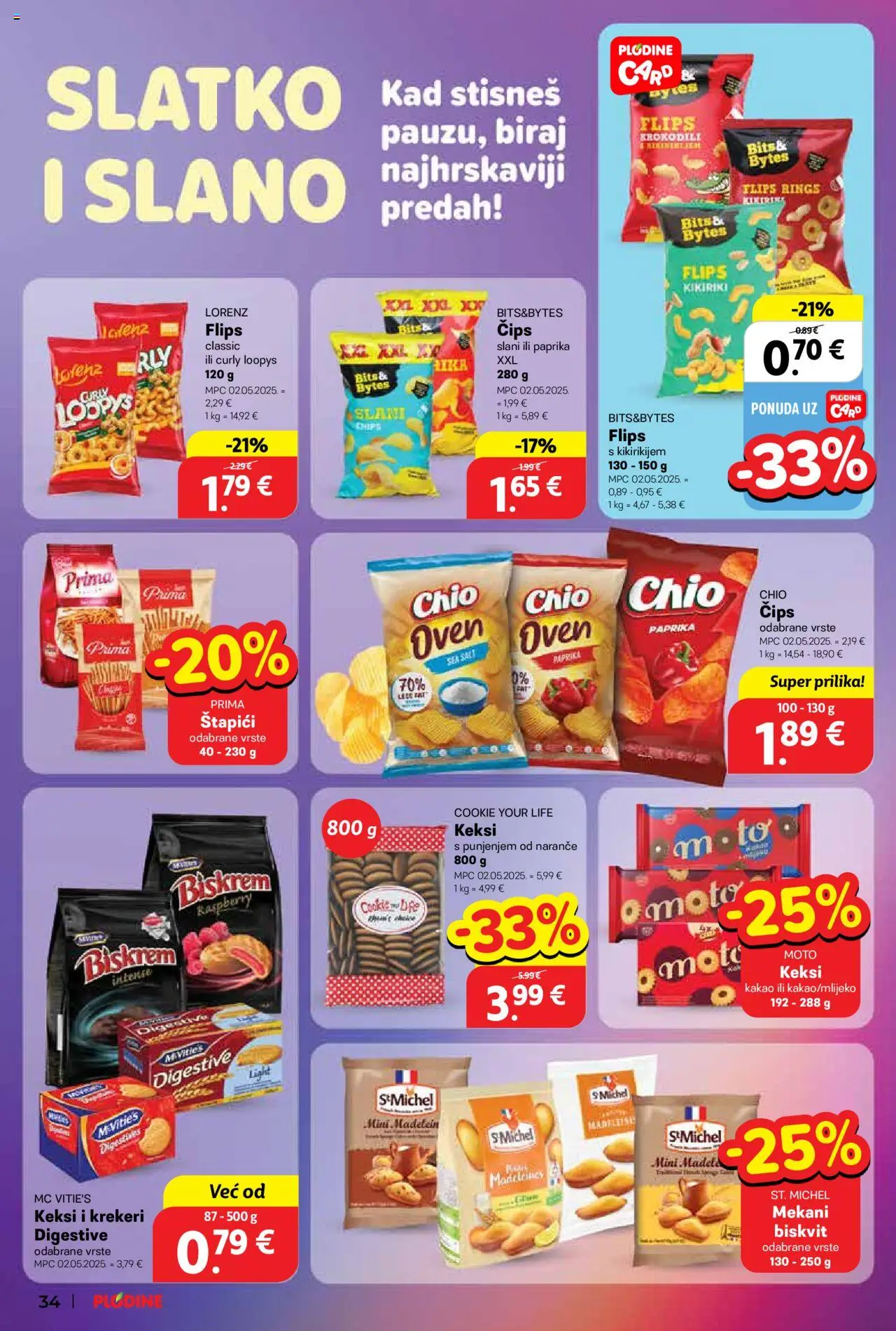 Plodine katalog | vrijedi od 18.06.2025 | Stranica: 34 | Proizvodi: Flips, Keksi, Paprika, Štapići