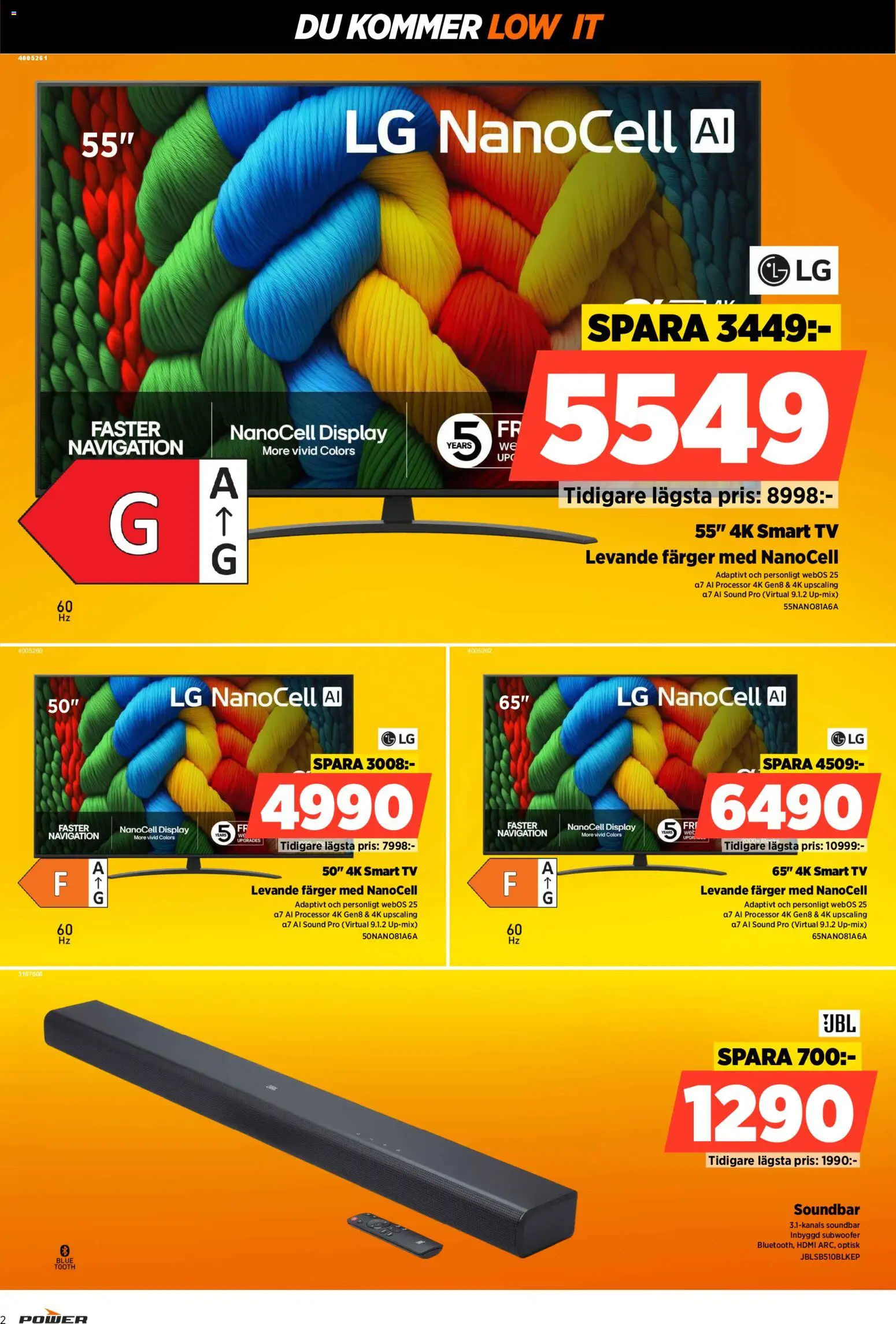 Power reklamblad aktuell från 09.03.2026 | Sida: 2 | Produkter: Smart tv, Tv