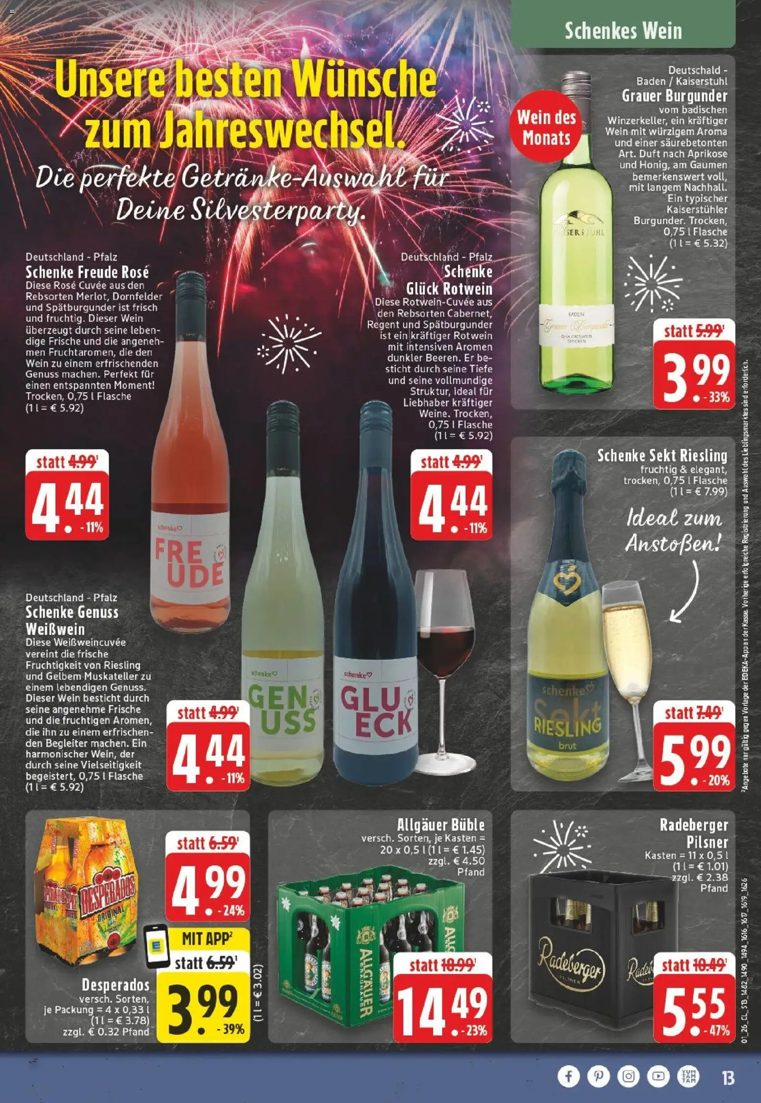 Edeka prospekt Harsewinkel	 – gültig ab 28.12.2025 | Seite: 13 | Produkte: Weißwein, Duft, Desperados, Wein