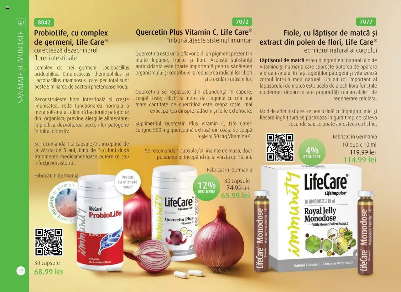 Life Care catalog - Aprilie/Octombrie – valabil de la 01.04.2025 | Pagină: 40 | Produse: Mici, Pește, Ceapă, Fructe
