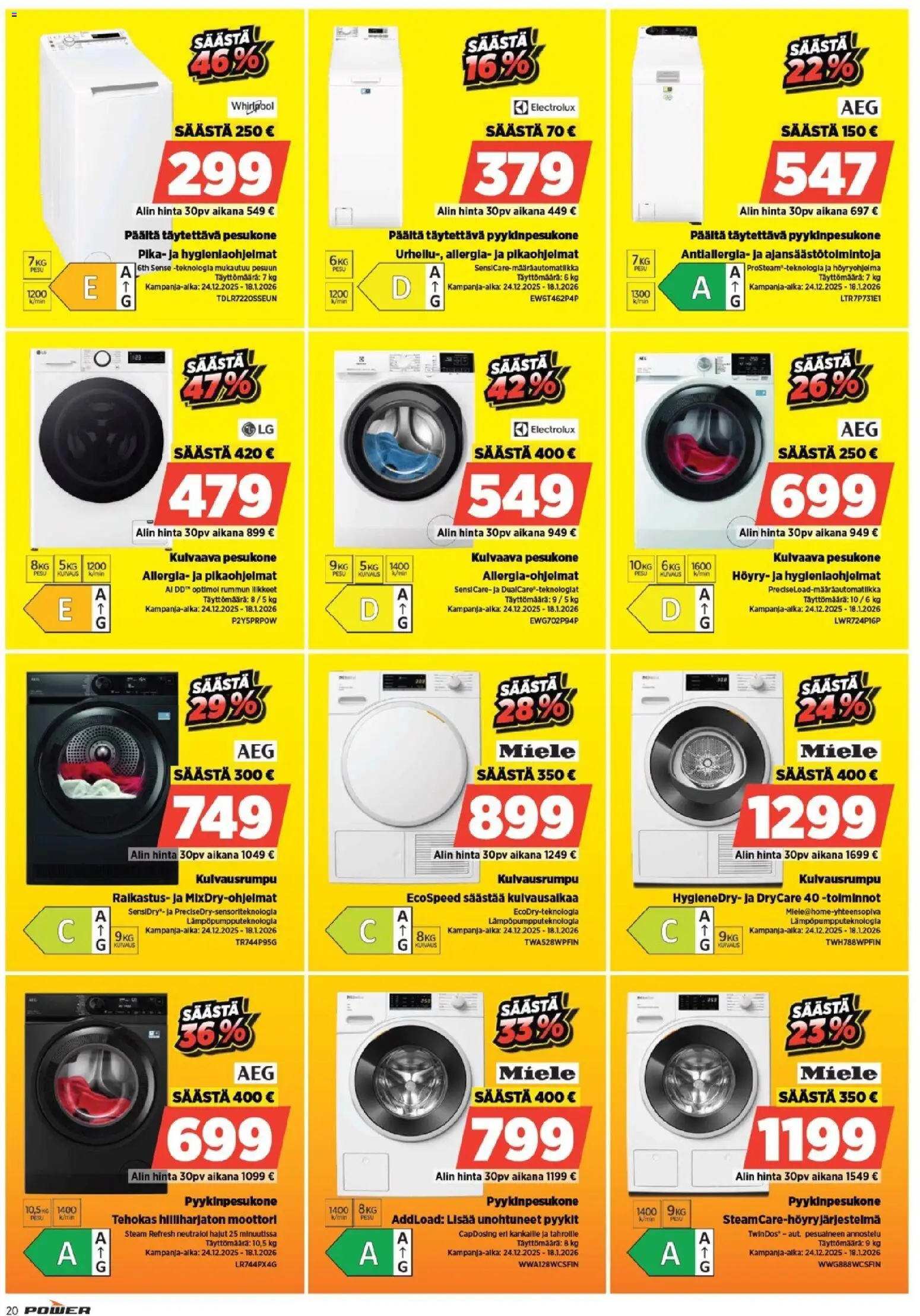 Power tarjoukset – voimassa 01.01.2026 alkaen | Sivu: 20 | Tuotteet: Pesukone