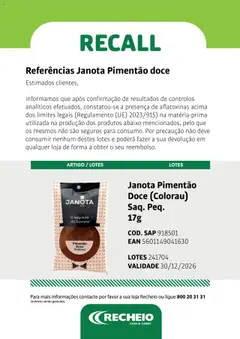 Pré-visualização Recheio - Atenção Recall válido de 24.04.2025 | Página: 2 | Produtos: Pimentão, Colorau