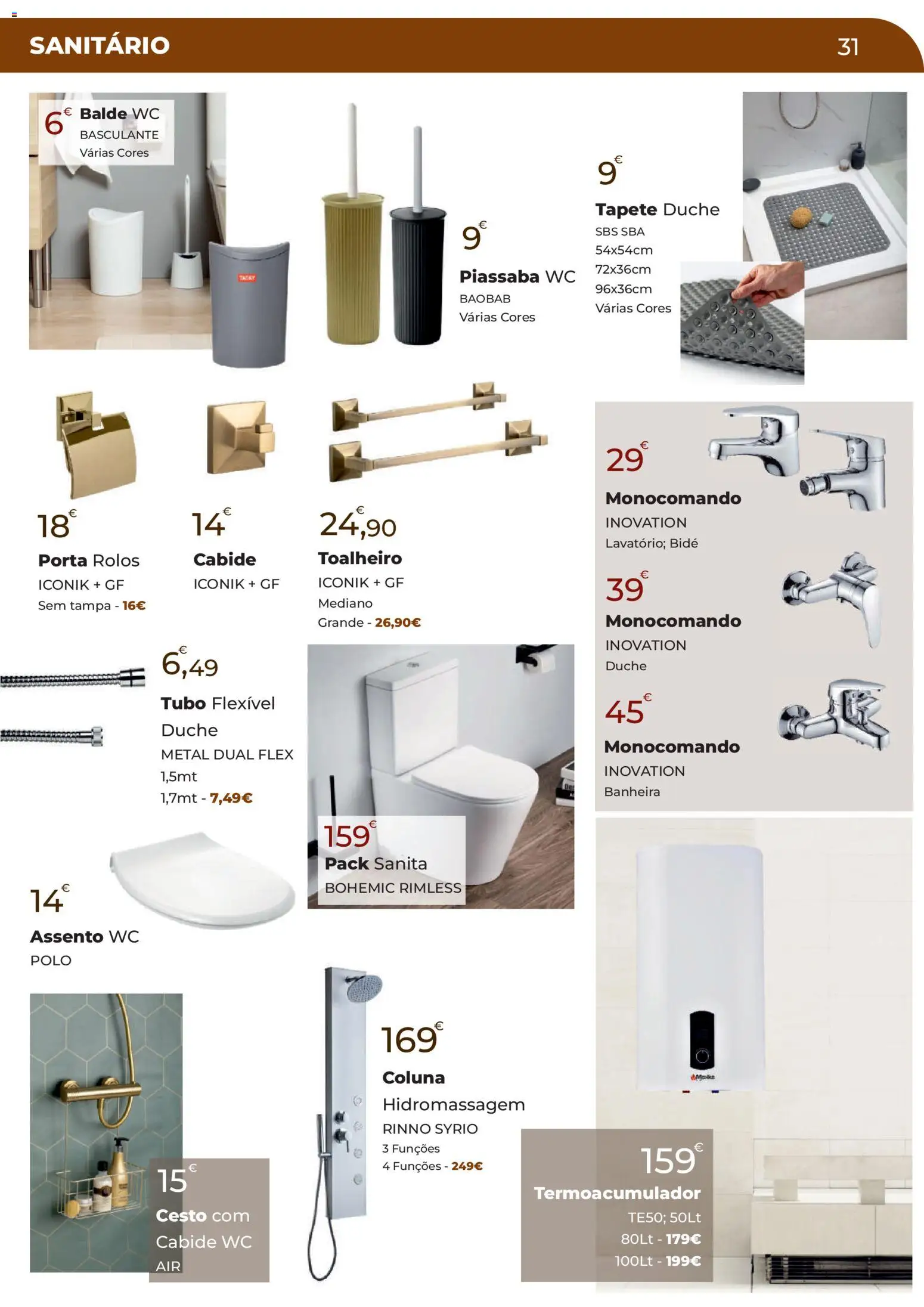 E.Leclerc Especial Aquecimento Lordelo │ válido de 20.10.2025 | Página: 31 | Produtos: Porta, Balde, Tapete, Cabide