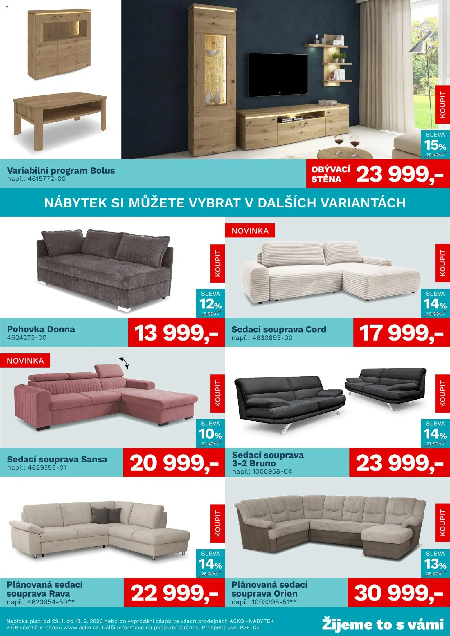 ASKO nábytek leták od 29.01.2026 | Strana: 2 | Produkty: Sedací souprava, Nábytek, Pohovka