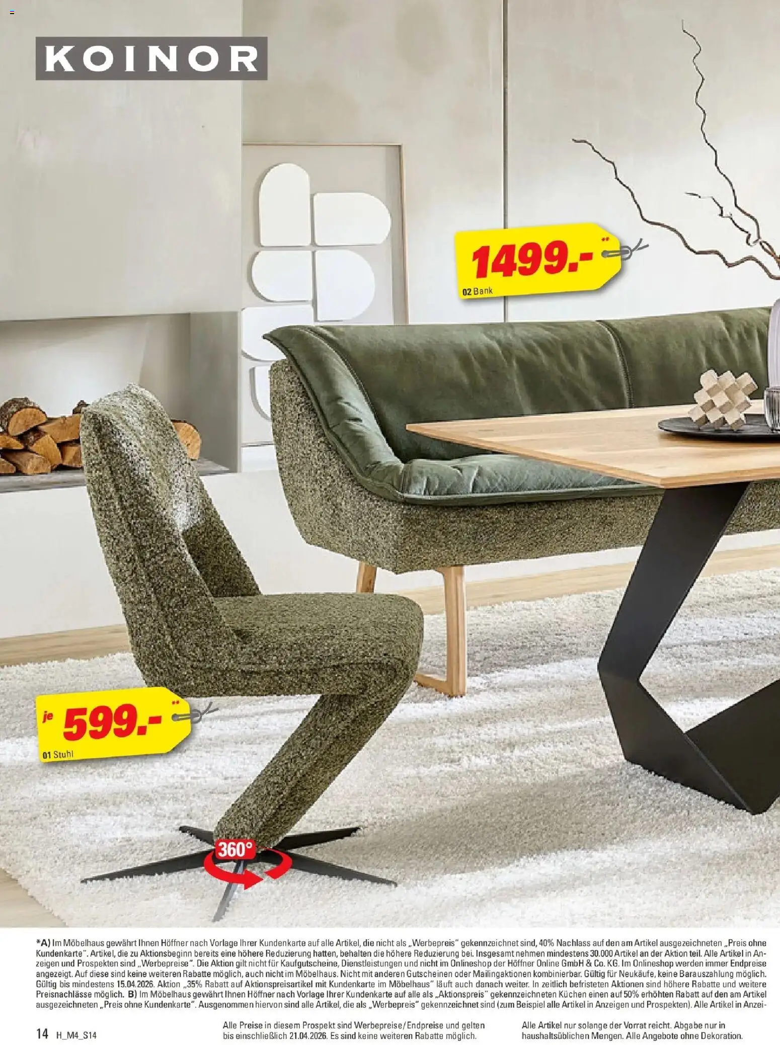 Höffner Prospekt Münster	 – gültig ab 01.04.2026 | Seite: 14 | Produkte: Stuhl, Kuchen