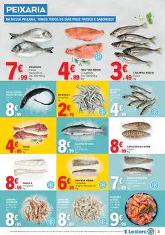 E.Leclerc folheto │ válido de 18.09.2025 | Página: 3 | Produtos: Dourada, Pescada, Salmão, Peixe