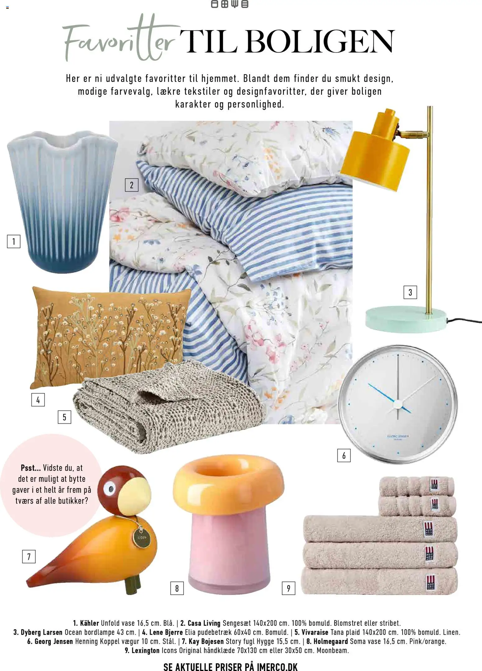 Imerco tilbudsavis – gyldig fra 10.03.2026 | Side: 5 | Produkter: Vase, Sengesæt, Håndklæde, Pudebetræk
