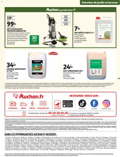 Auchan - Prévisualisation de Auchan - Jardinage, meubles jardin valide à partir de 03.03.2026 | Page: 39 | Produits: Brosse rotative, Tuyau, Cognac, Vinaigre