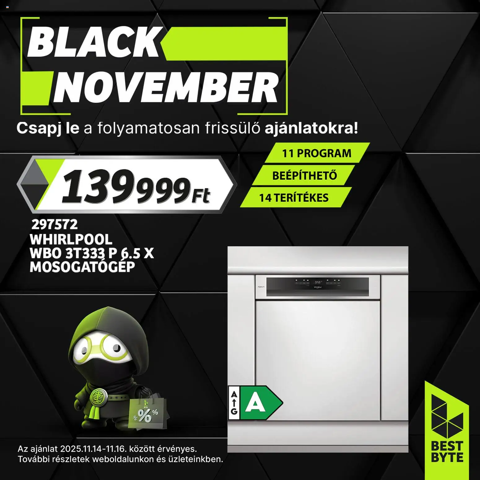 Best Byte akciós ujság - amely érvényes a következő dátumtól: 14.11.2025 | Oldal: 10 | Termékek: Mosogatógép