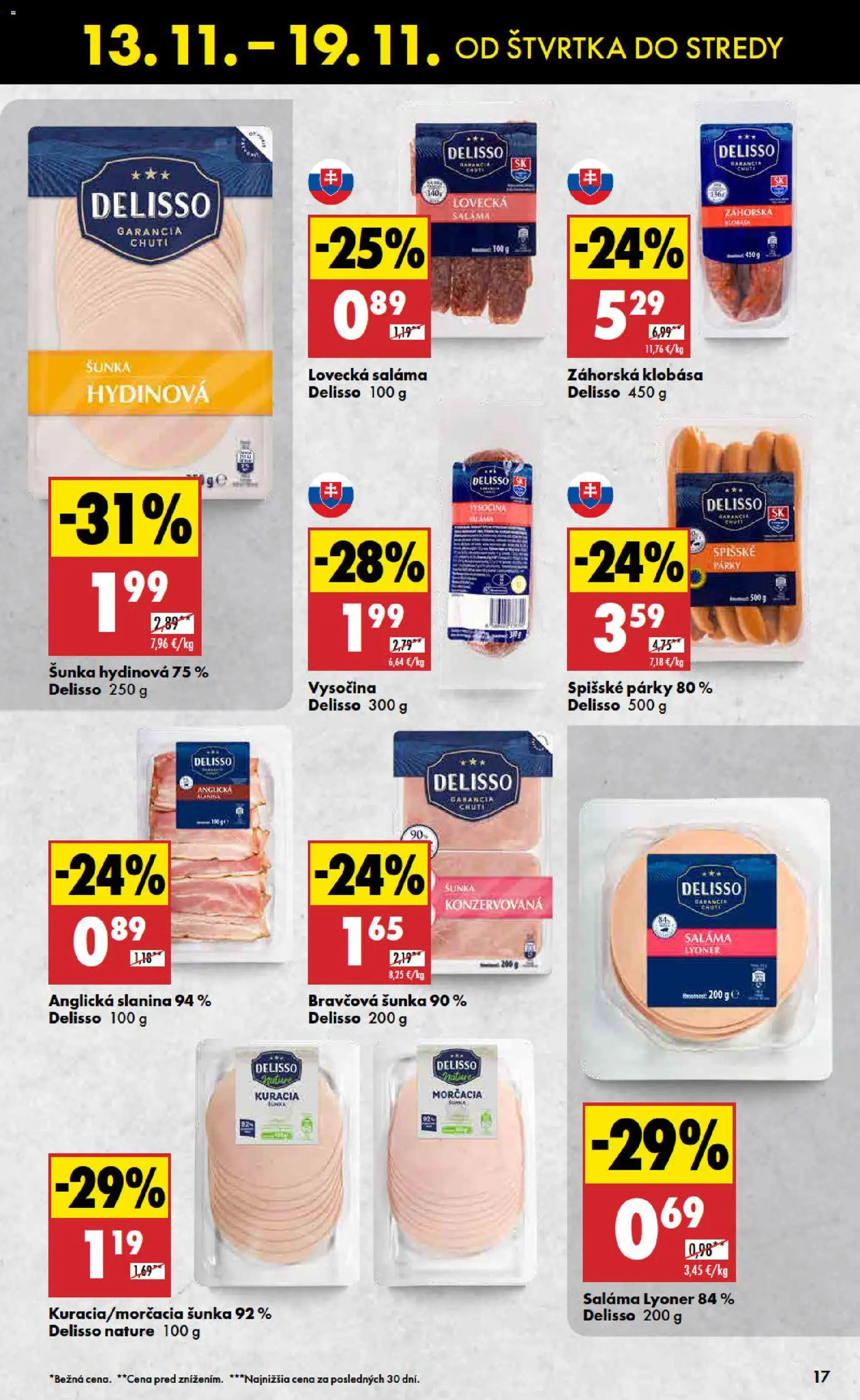 Nové Biedronka akcie – leták je platný od 13.11.2025 | Strana: 17 | Produkty: Saláma, Šunka, Klobása, Párky