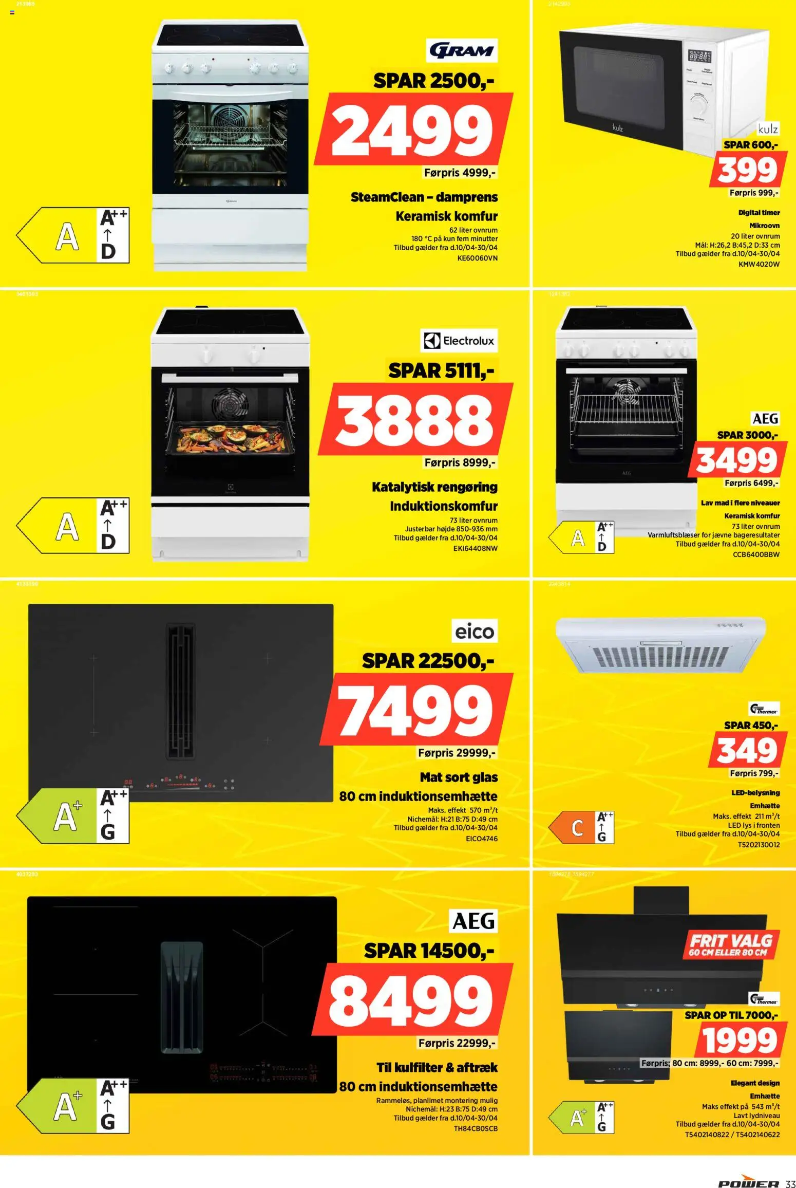 Power tilbudsavis – gyldig fra 10.04.2026 | Side: 33 | Produkter: Komfur