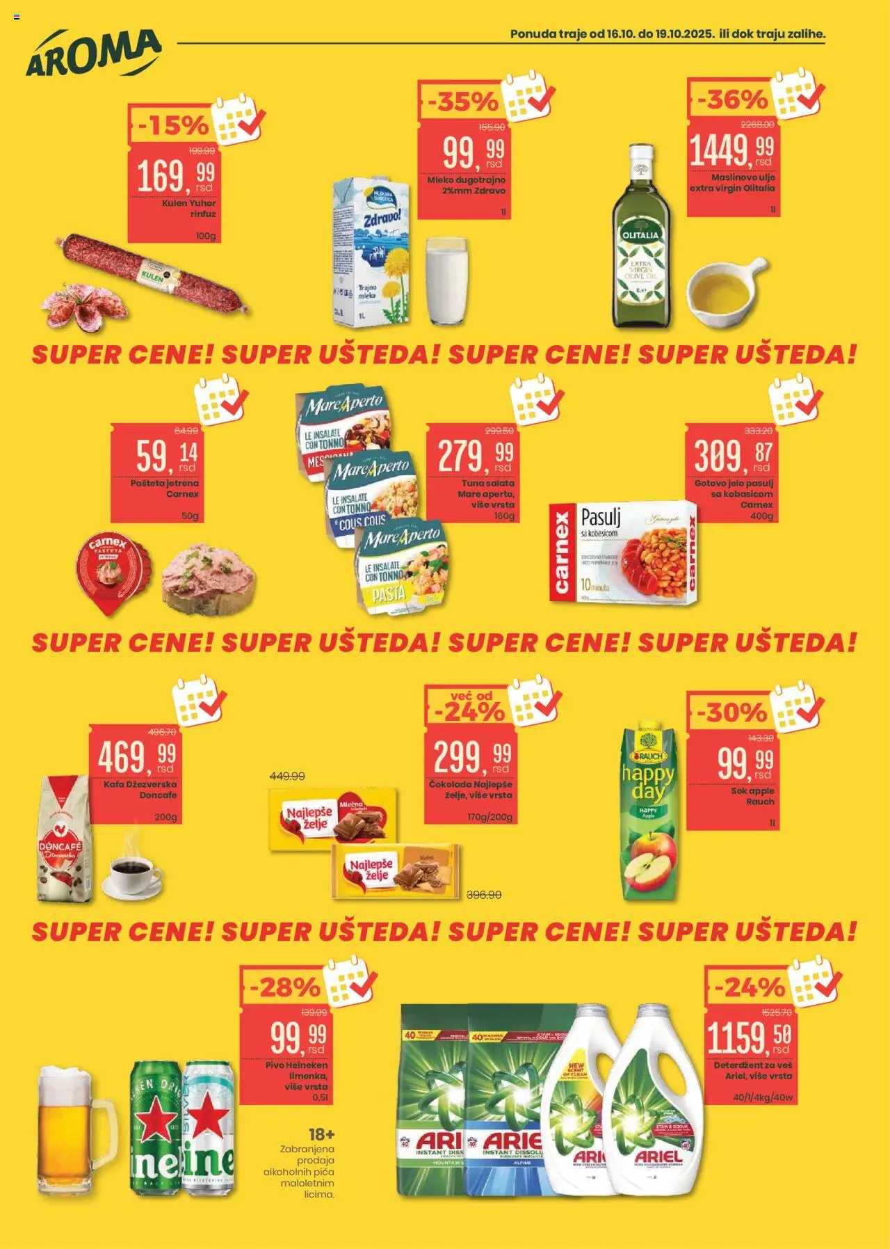 Aroma Market katalog - važi od 16.10.2025 | Strana: 2 | Proizvode: Deterdžent, Heineken, Mleko, Pica