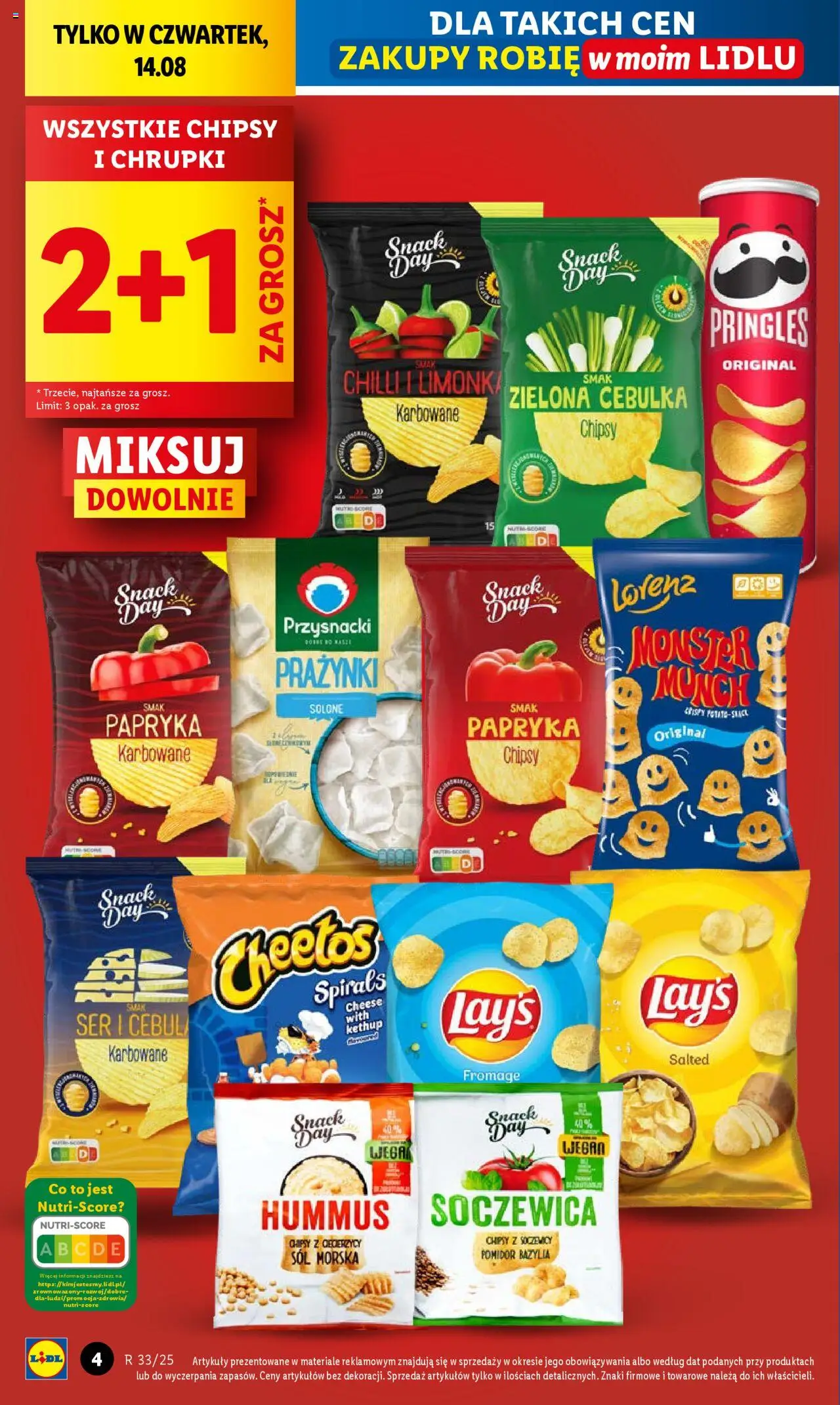 Lidl Gazetka od 13.08.2025 | Strona: 4 | Produkty: Chipsy, Papryka, Sól morska, Sól