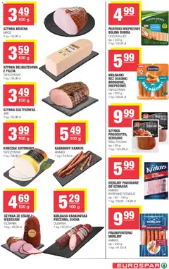 Pogląd oferty "Spar Gazetka - Eurospar" - ważna od 21.01.2026 | Strona: 7 | Produkty: Kiełbasa, Parówki wieprzowe, Bell, Szynka