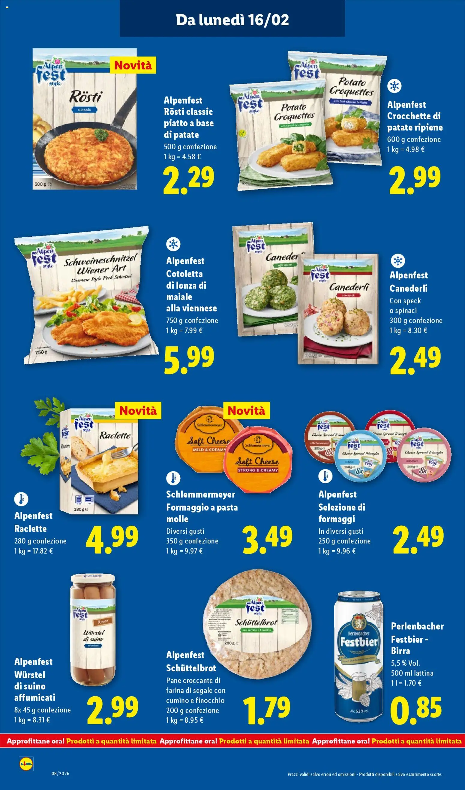 Volantino Lidl del 16.02.2026 | Pagina: 18 | Prodotti: Birra, Patate, Suino, Pasta