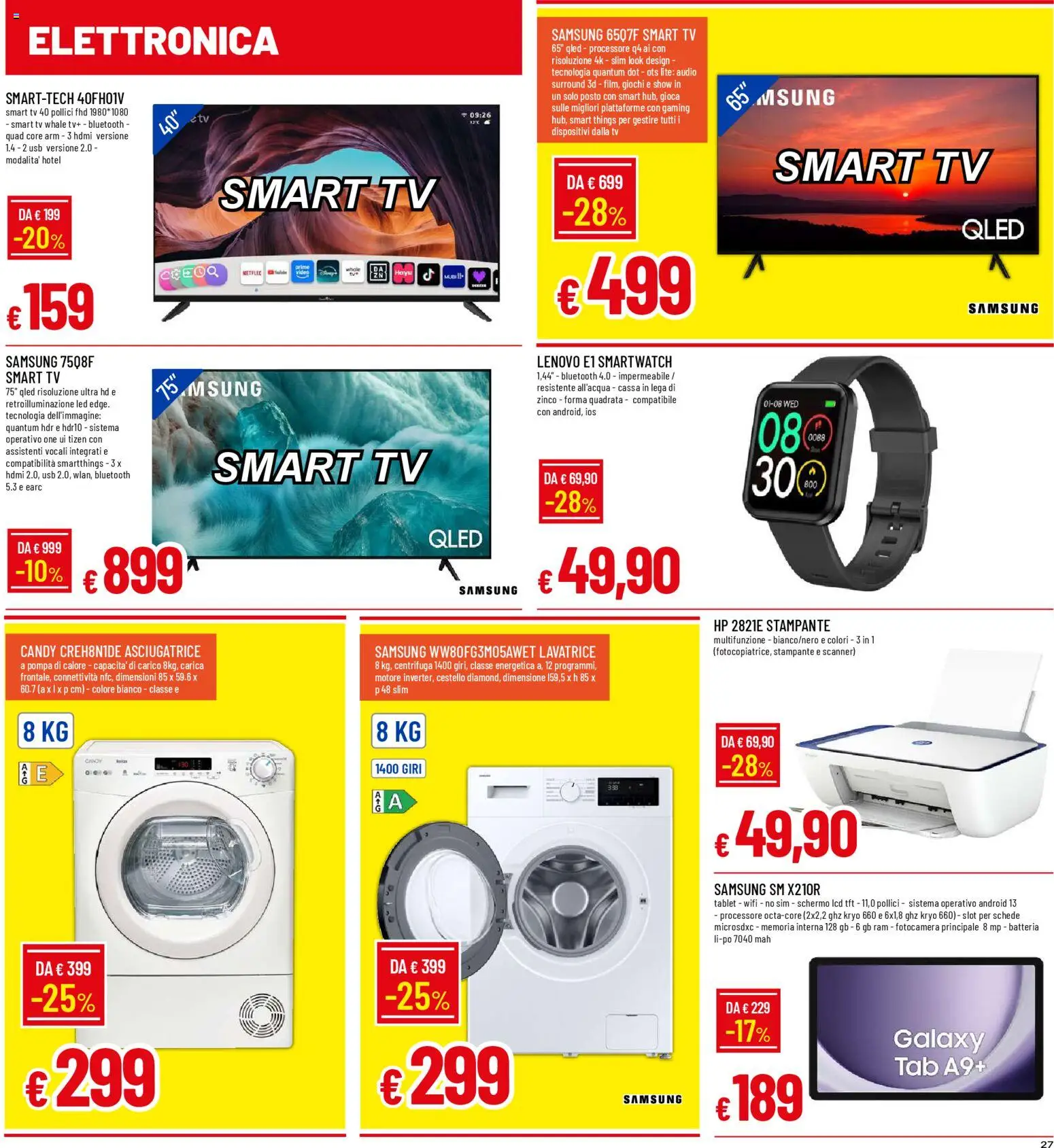 Volantino Galassia del 01.12.2025 | Pagina: 27 | Prodotti: smart TV, Asciugatrice, Stampante, Batteria