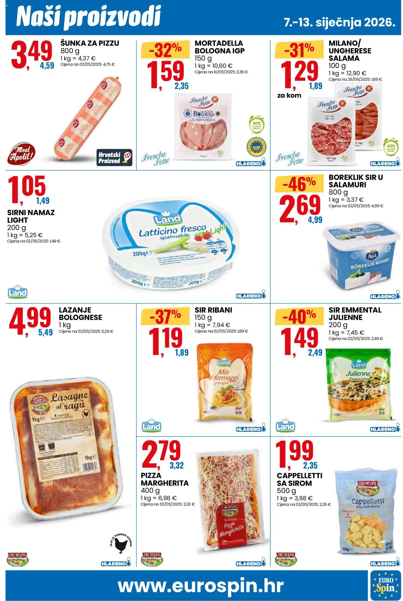 Eurospin katalog | vrijedi od 07.01.2026 | Stranica: 3 | Proizvodi: Lasagne, Sir, Salama, Šunka
