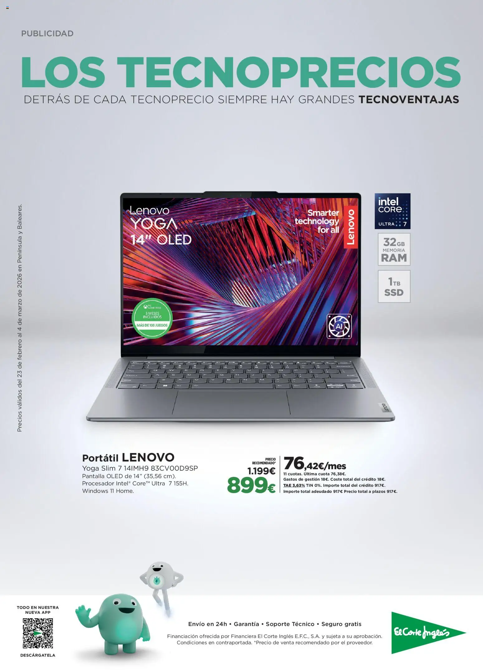 El Corte Inglés ofertas │ válido desde el 23.02.2026 | Página: 1 | Productos: Portátil Lenovo