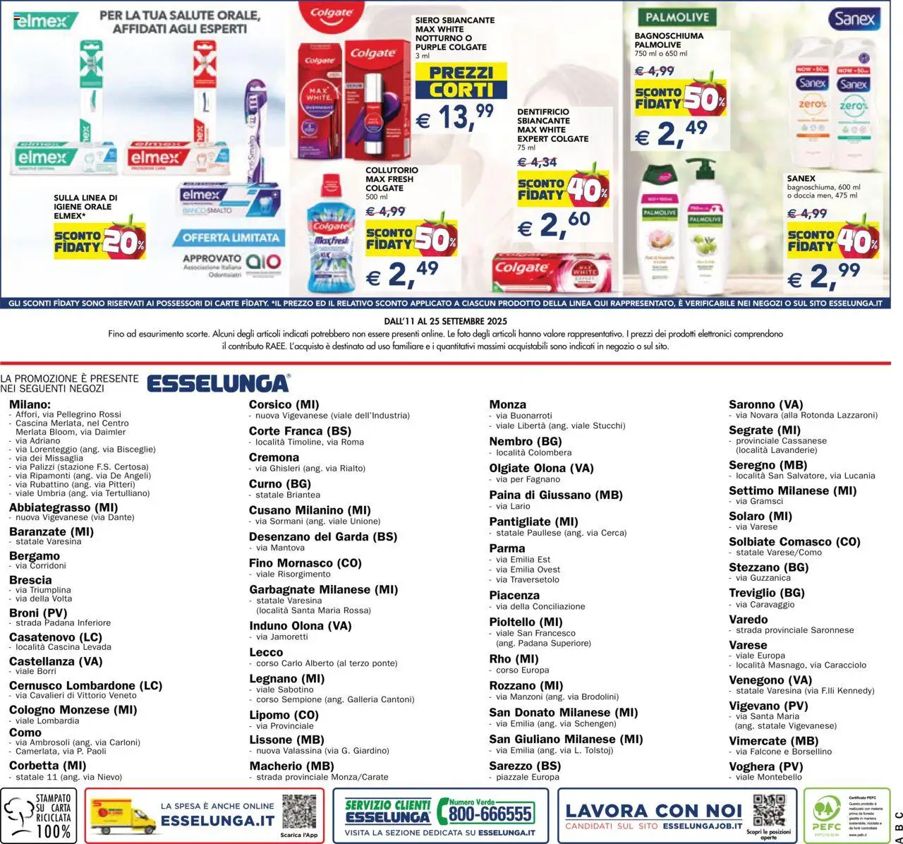 Volantino Esselunga S del 11.09.2025 | Pagina: 20 | Prodotti: Bagnoschiuma, Dentifricio, Collutorio, Doccia