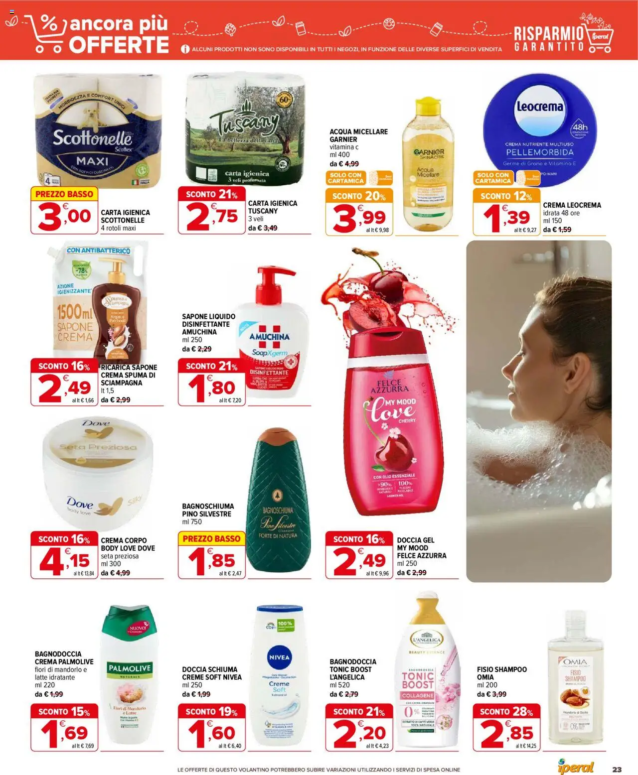 Volantino Iperal del 05.06.2025 | Pagina: 23 | Prodotti: Bagnoschiuma, Acqua, Latte idratante, Body