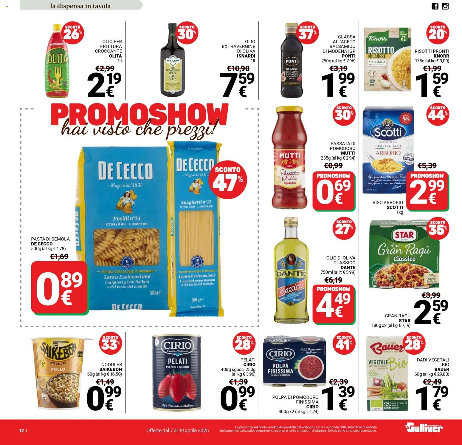 Volantino Gulliver del 07.04.2026 | Pagina: 12 | Prodotti: Riso, Pasta, Ragú, Fusilli
