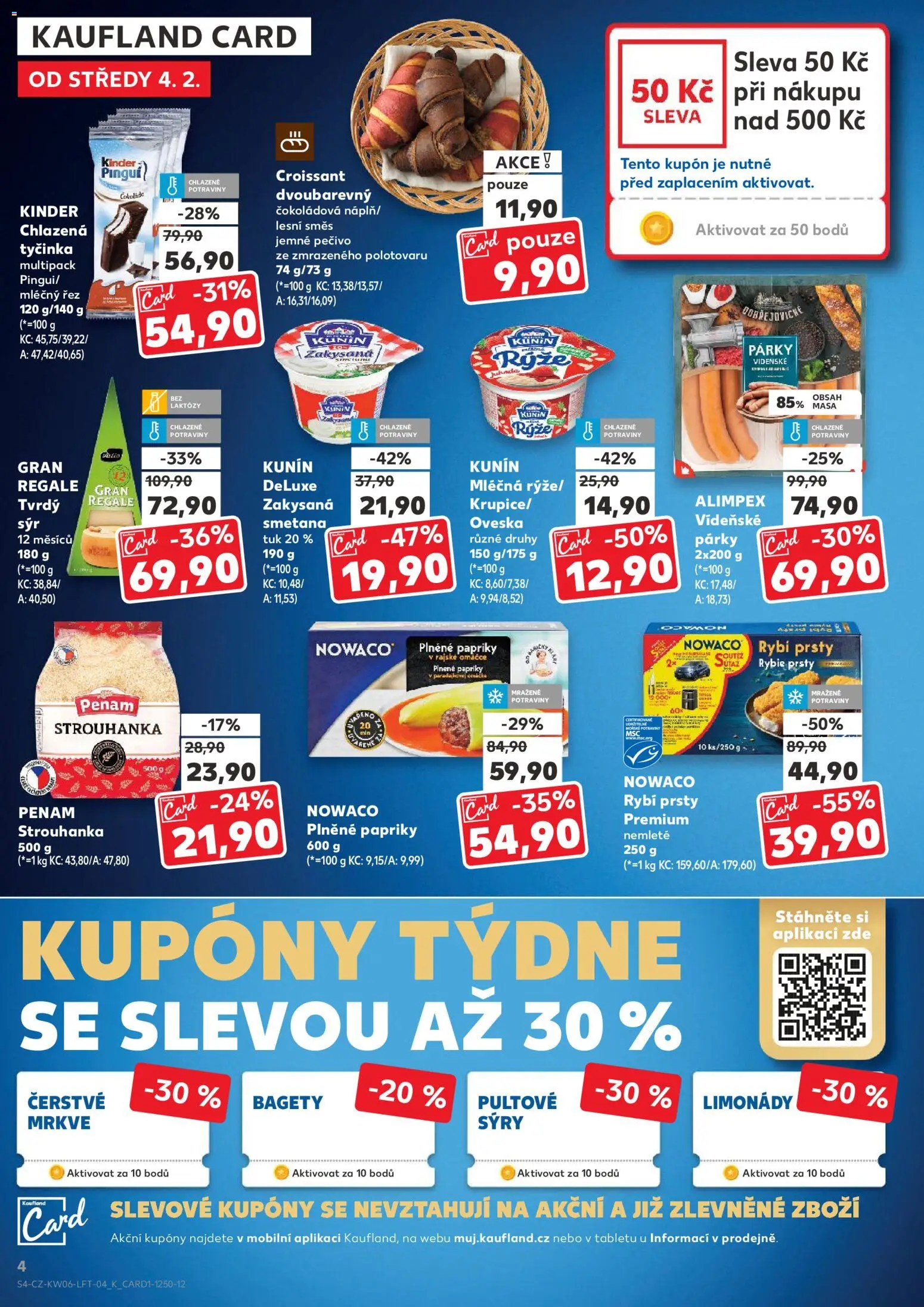 Kaufland leták od 04.02.2026 | Strana: 4 | Produkty: Párky, Sýry, Deluxe, Strouhanka