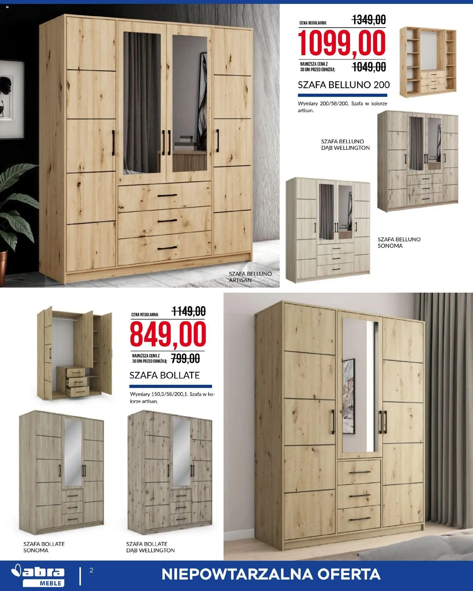Abra meble gazetka od 04.03.2026 | Strona: 2 | Produkty: Szafa