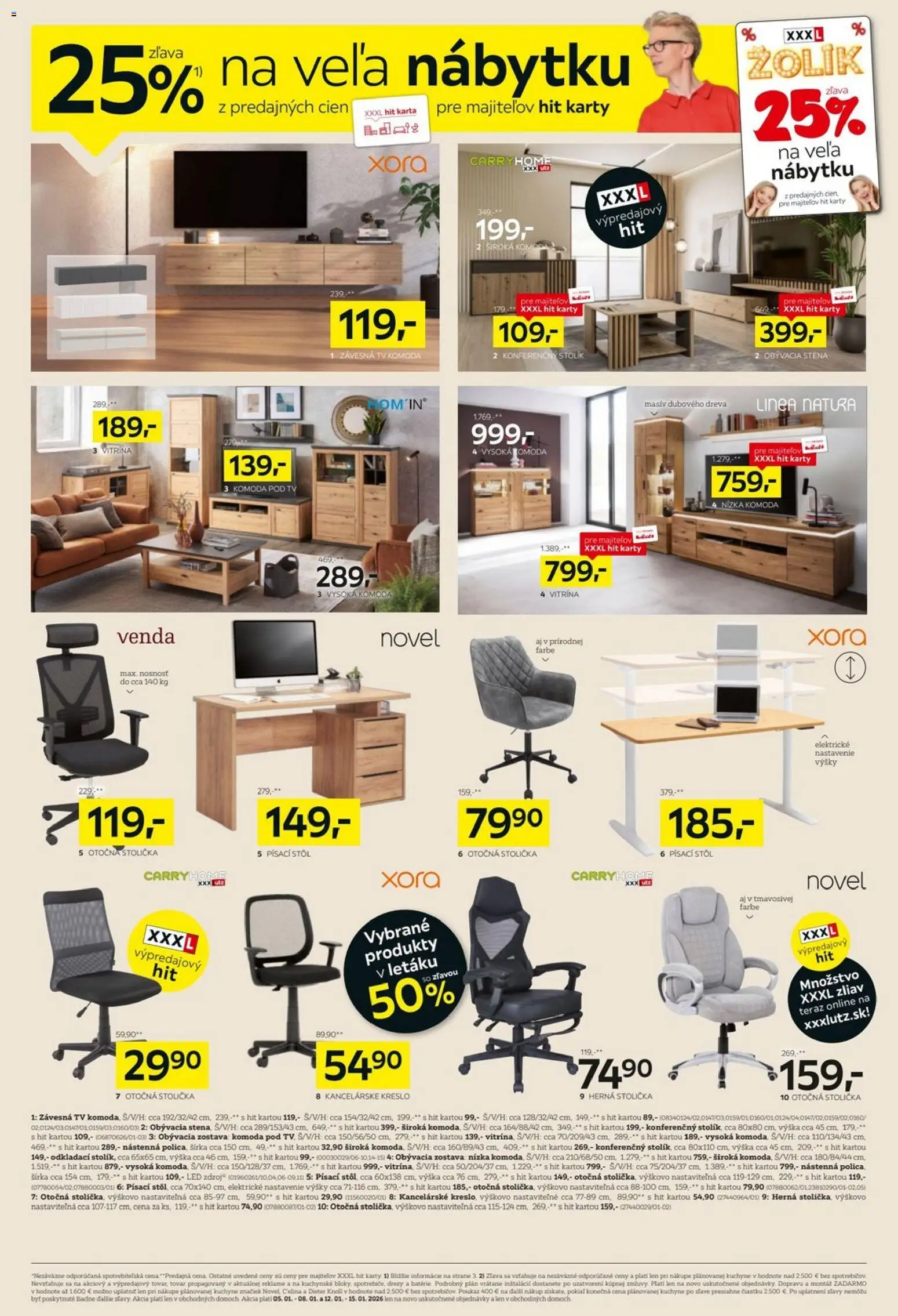 Nové XXXLutz akcie – leták je platný od 05.01.2026 | Strana: 4 | Produkty: Tv, Herná stolička, Komoda pod tv, Stôl