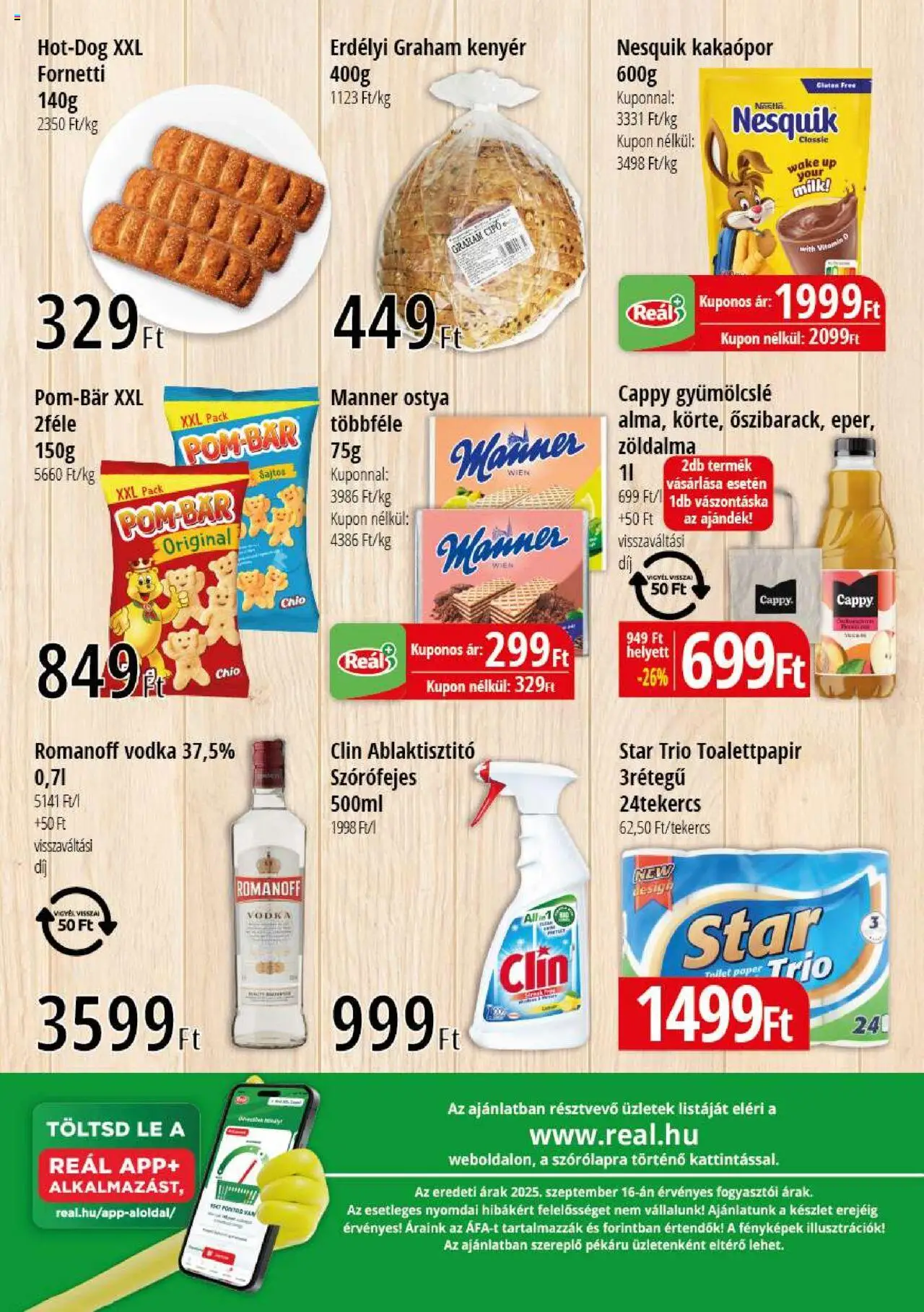 Reál akciós ujság - amely érvényes a következő dátumtól: 25.09.2025 | Oldal: 2 | Termékek: Vitamin d, Nesquik, Kenyér, Vodka