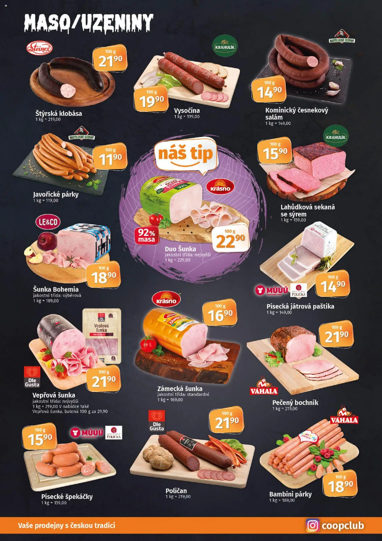 Coop leták - Tuty od 22.10.2025 | Strana: 2 | Produkty: Polička, Salám, Sekaná, Uzeniny