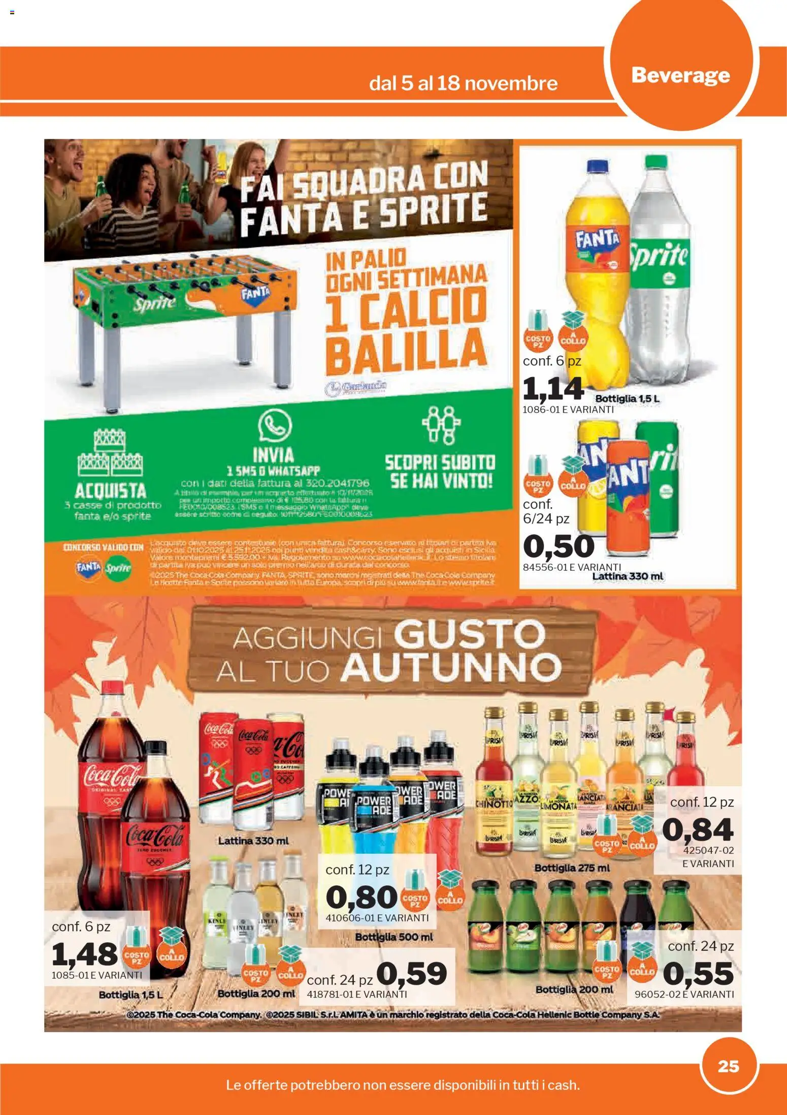 Volantino Sogegross del 05.11.2025 | Pagina: 25 | Prodotti: The, Fanta, Bottiglia, Coca Cola