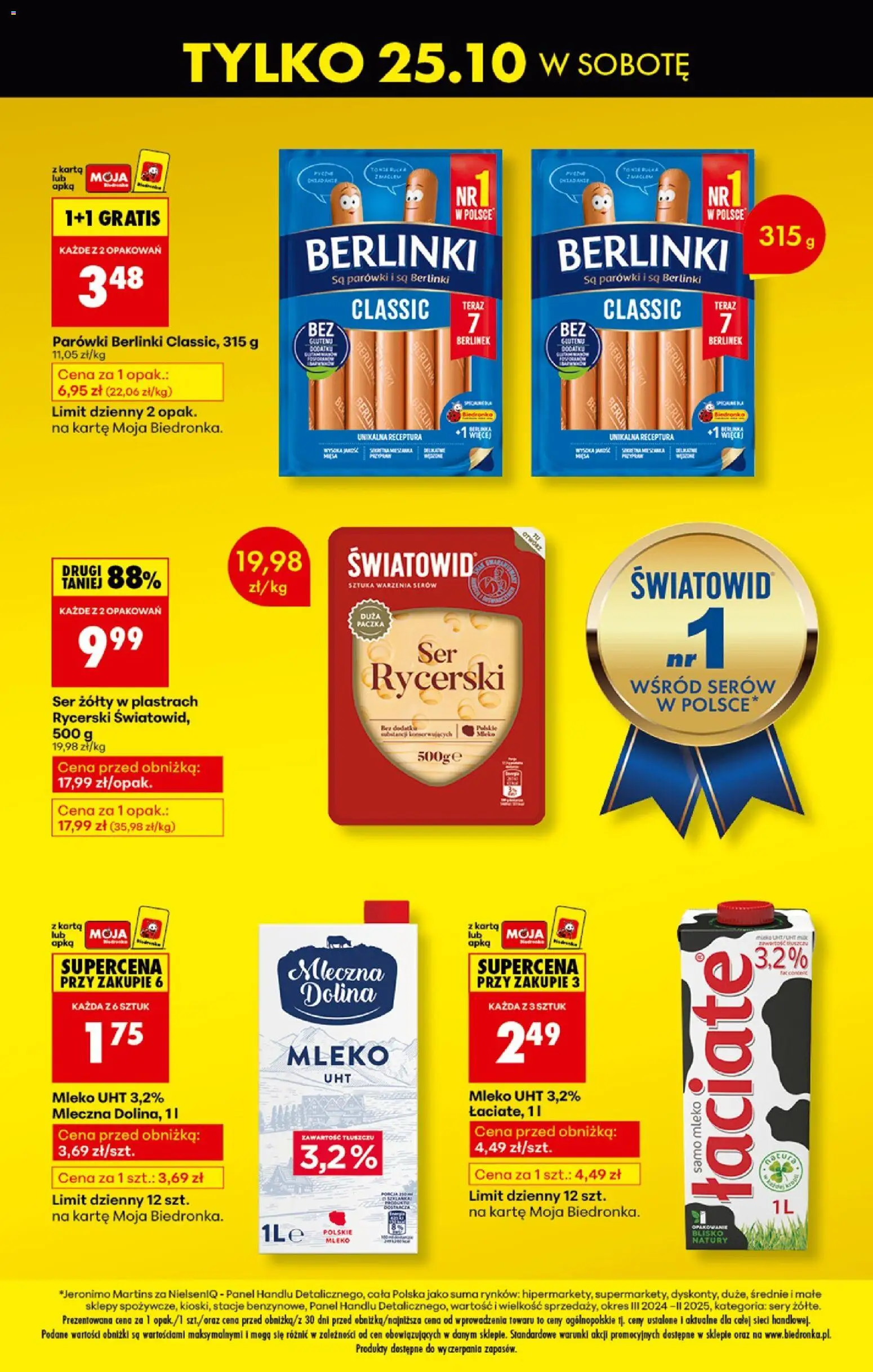 Biedronka gazetka - Najtańsza sobota od 25.10.2025 | Strona: 2 | Produkty: Ser żółty, Pączki, Sery, Mleko