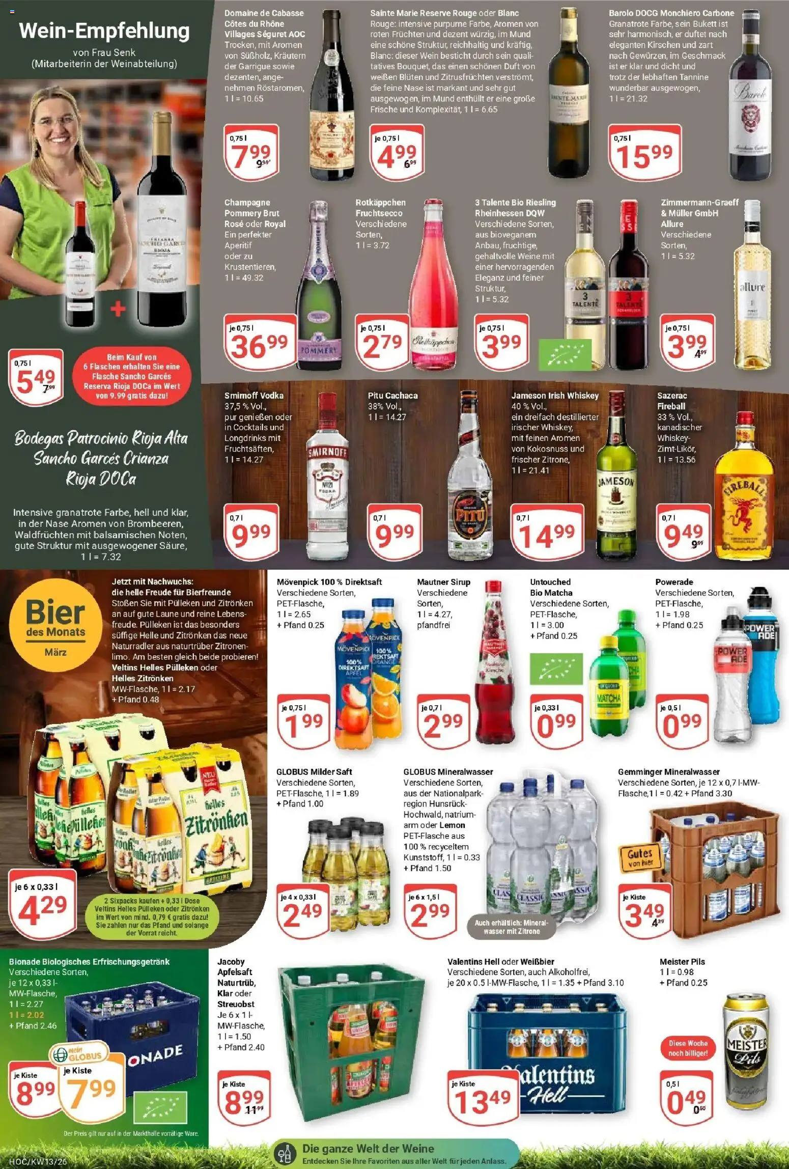 Globus prospekt Hockenheim	 – gültig ab 23.03.2026 | Seite: 14 | Produkte: Weißbier, Fruchtsecco, Rotkäppchen, Saft