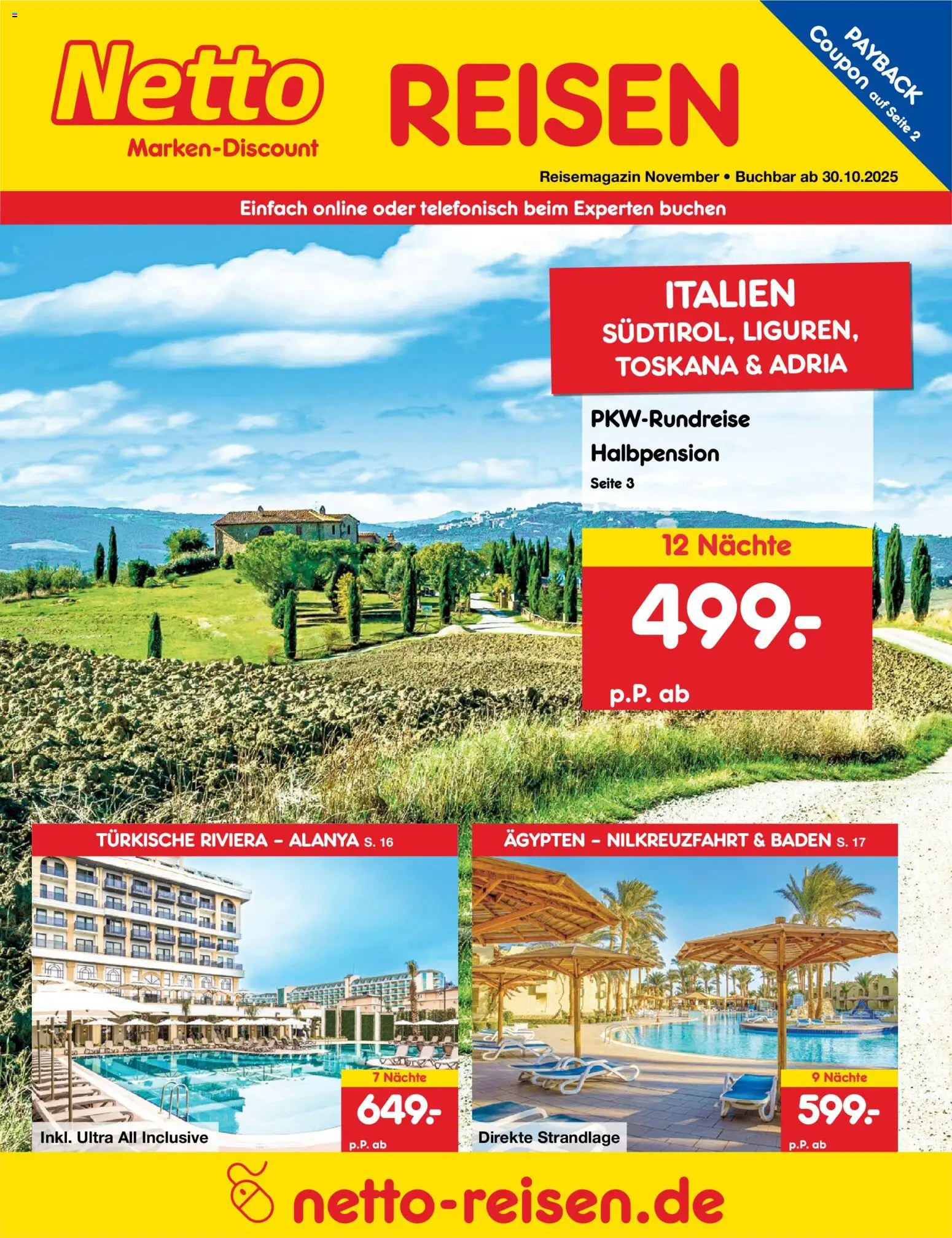 Netto Reisen Prospekt 	 – gültig ab 30.10.2025 | Seite: 1