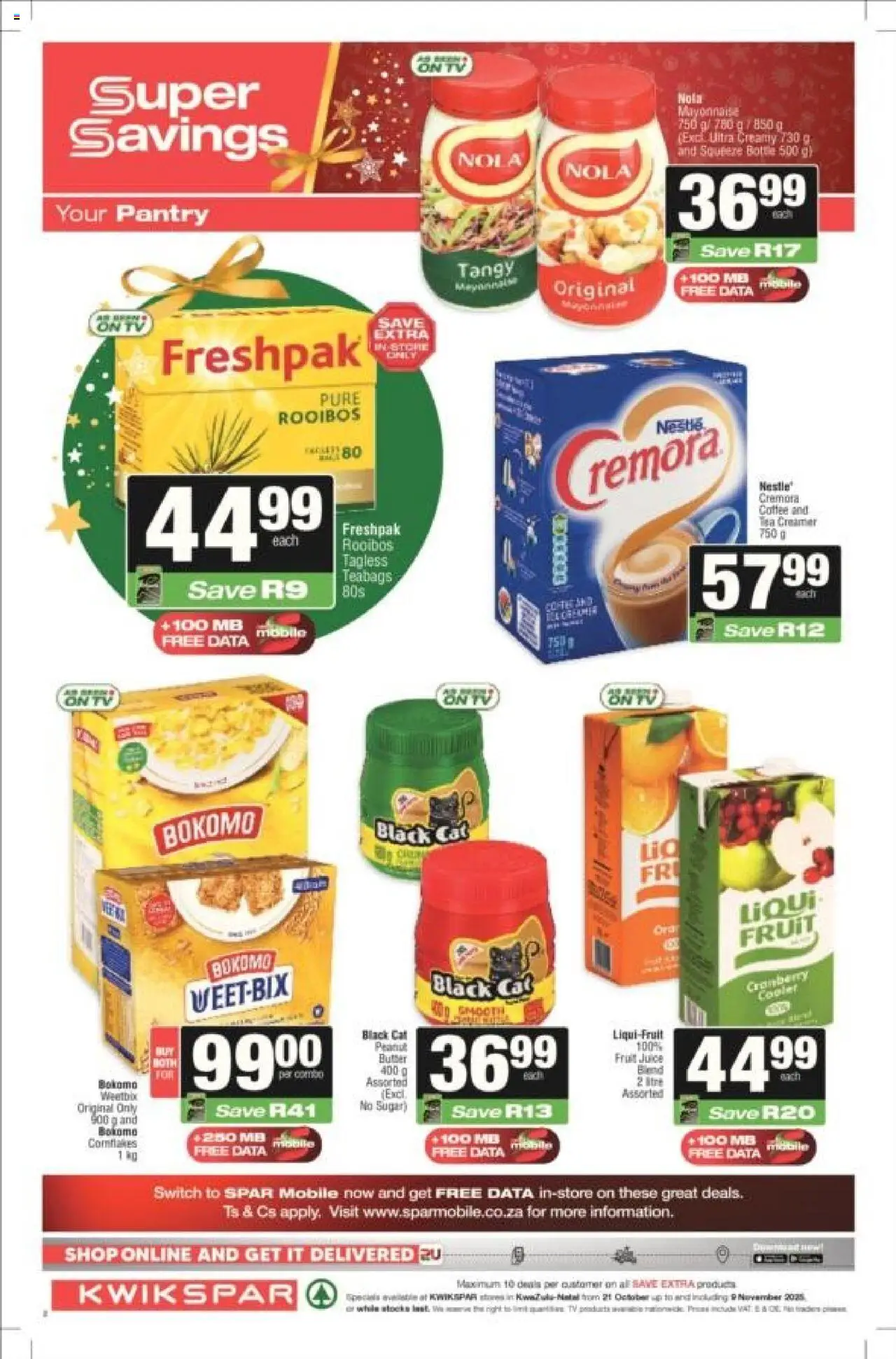 New KWIKSPAR catalogue – valid from 21.10.2025 | Page: 2 | Products: Data, Cooler, Juice, Mayonnaise
