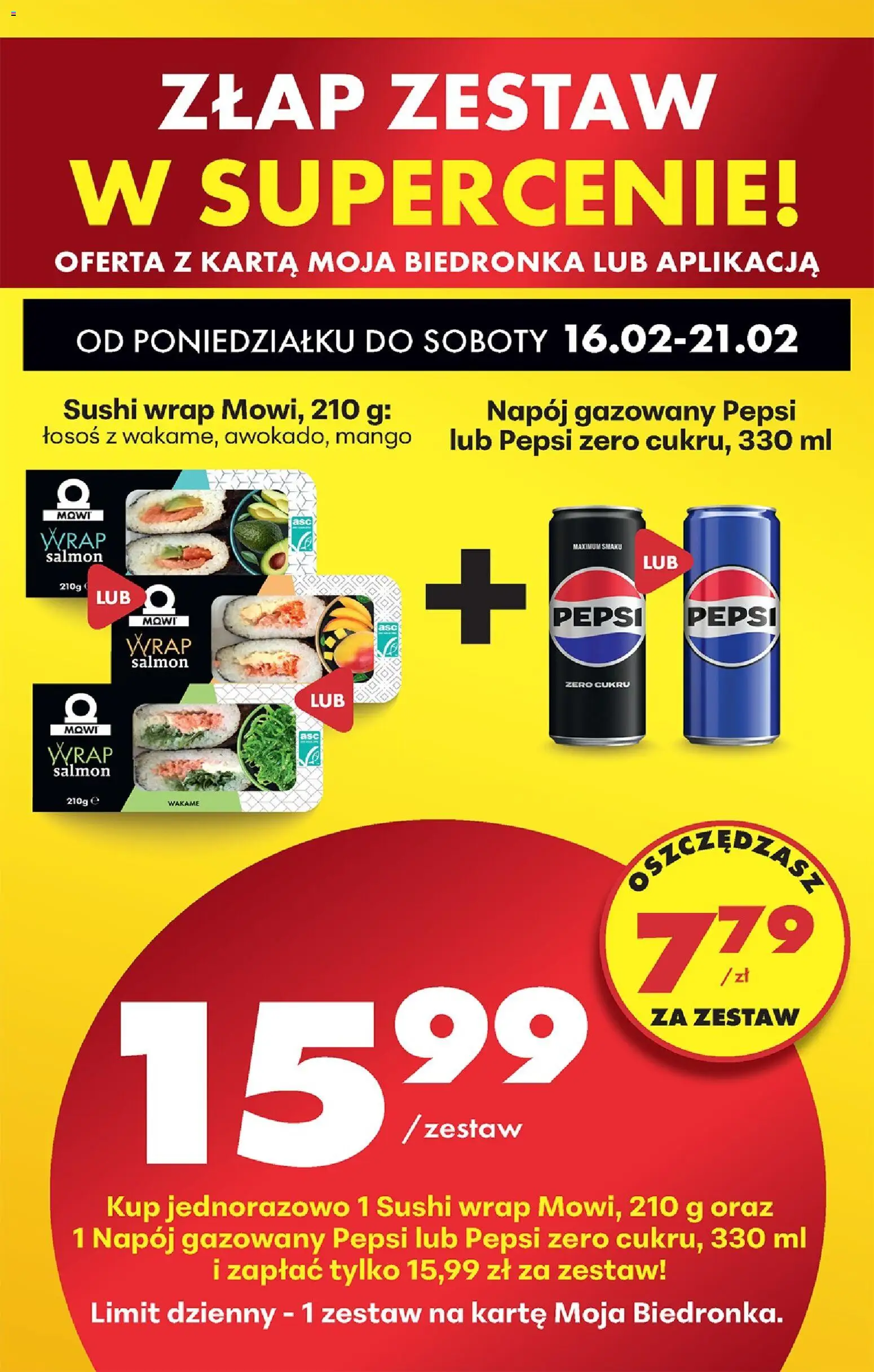Biedronka Polsko leták od 16.02.2026 | Strana: 83 | Produkty: Pepsi Zero, Losos, Sushi, Wakame