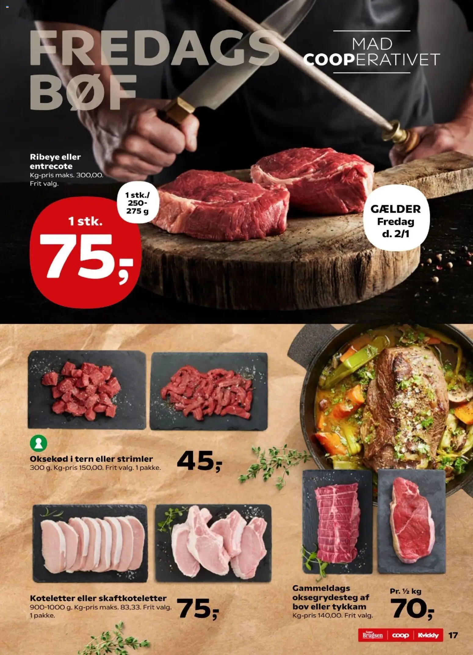 Kvickly tilbudsavis – gyldig fra 01.01.2026 | Side: 19 | Produkter: Koteletter, Oksekød, Entrecote