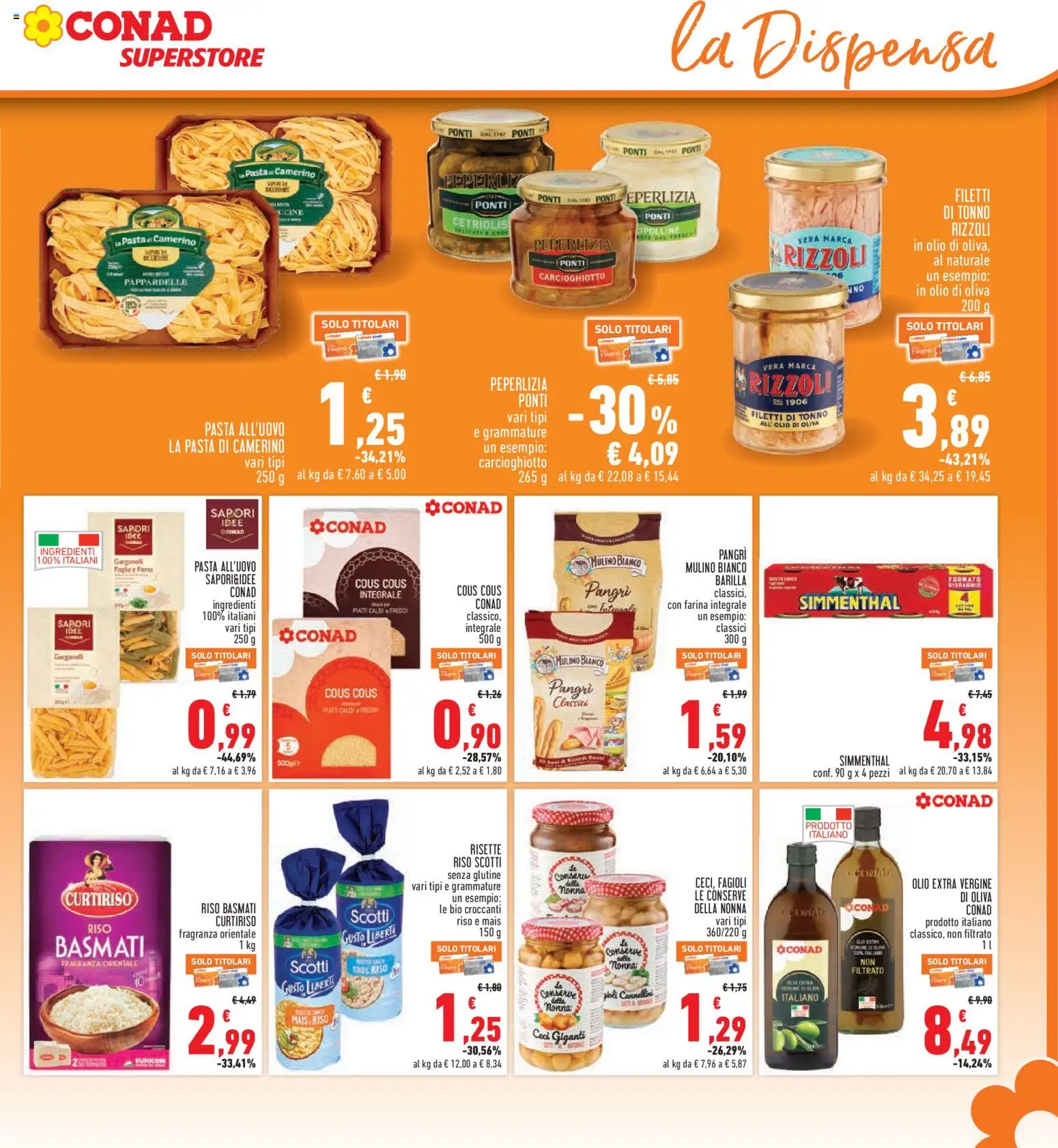 Volantino Conad del 08.04.2026 | Pagina: 15 | Prodotti: Olive, Farina, Pasta, Olio extra vergine