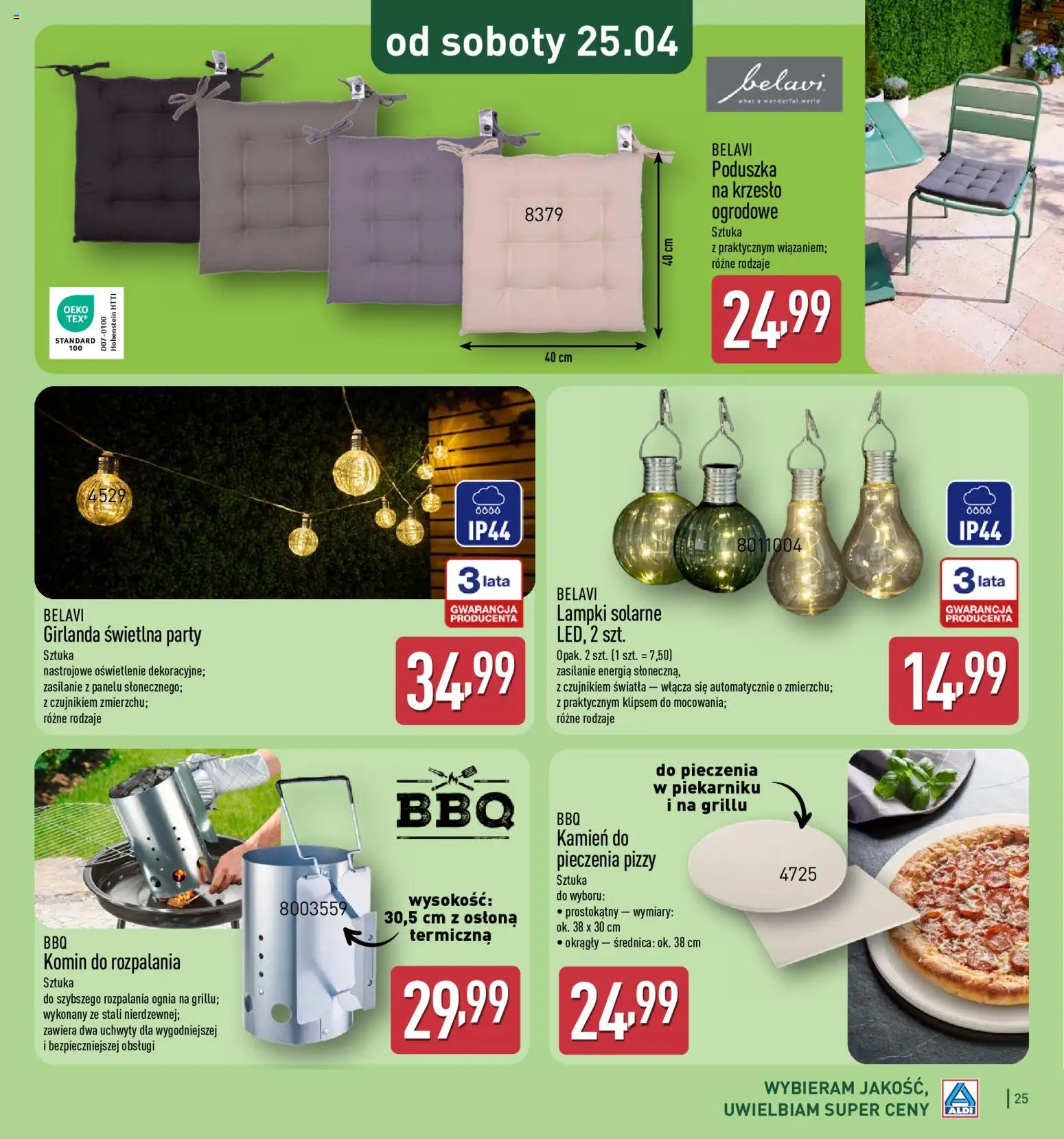 Aldi Gazetka - Katalog ogrodowy od 25.02.2026 | Strona: 25 | Produkty: Lampki, Poduszka, Krzesło
