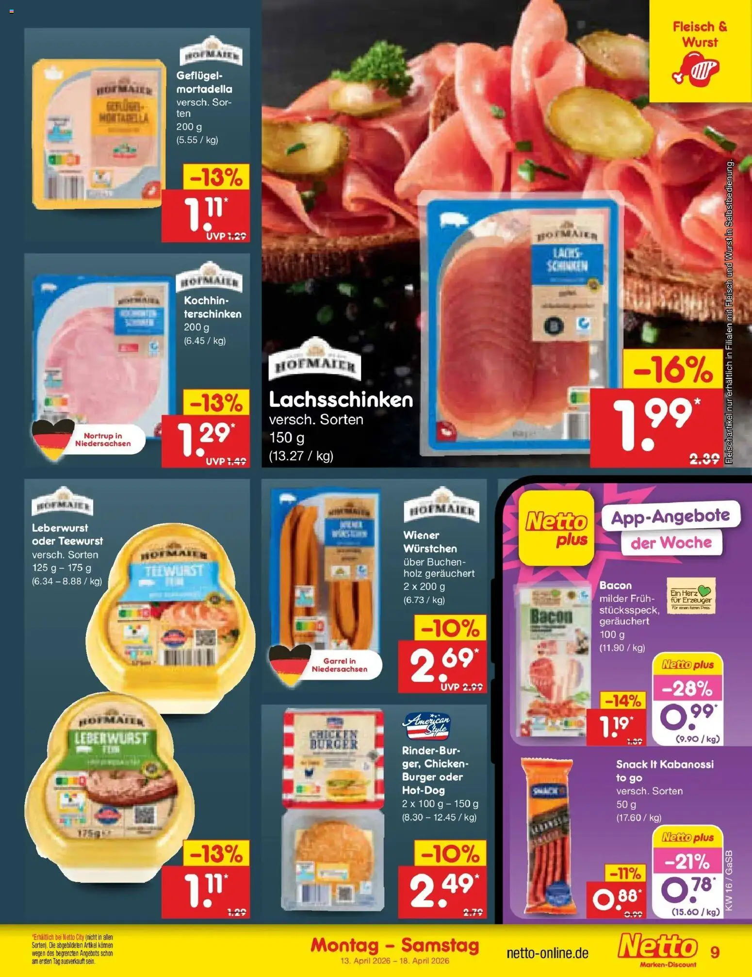 Netto Marken-Discount Prospekt Bremen-Lesum	 – gültig ab 13.04.2026 | Seite: 11 | Produkte: Wiener wurstchen, Lachs, Wurst, Fleisch