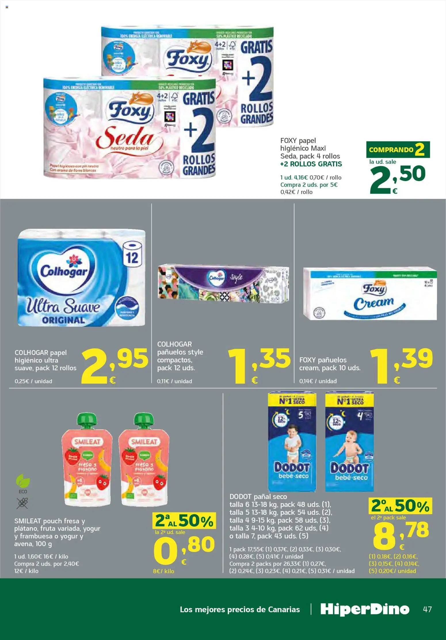 HiperDino folleto │ válido desde el 23.04.2026 | Página: 47 | Productos: Yogur, Papel higienico