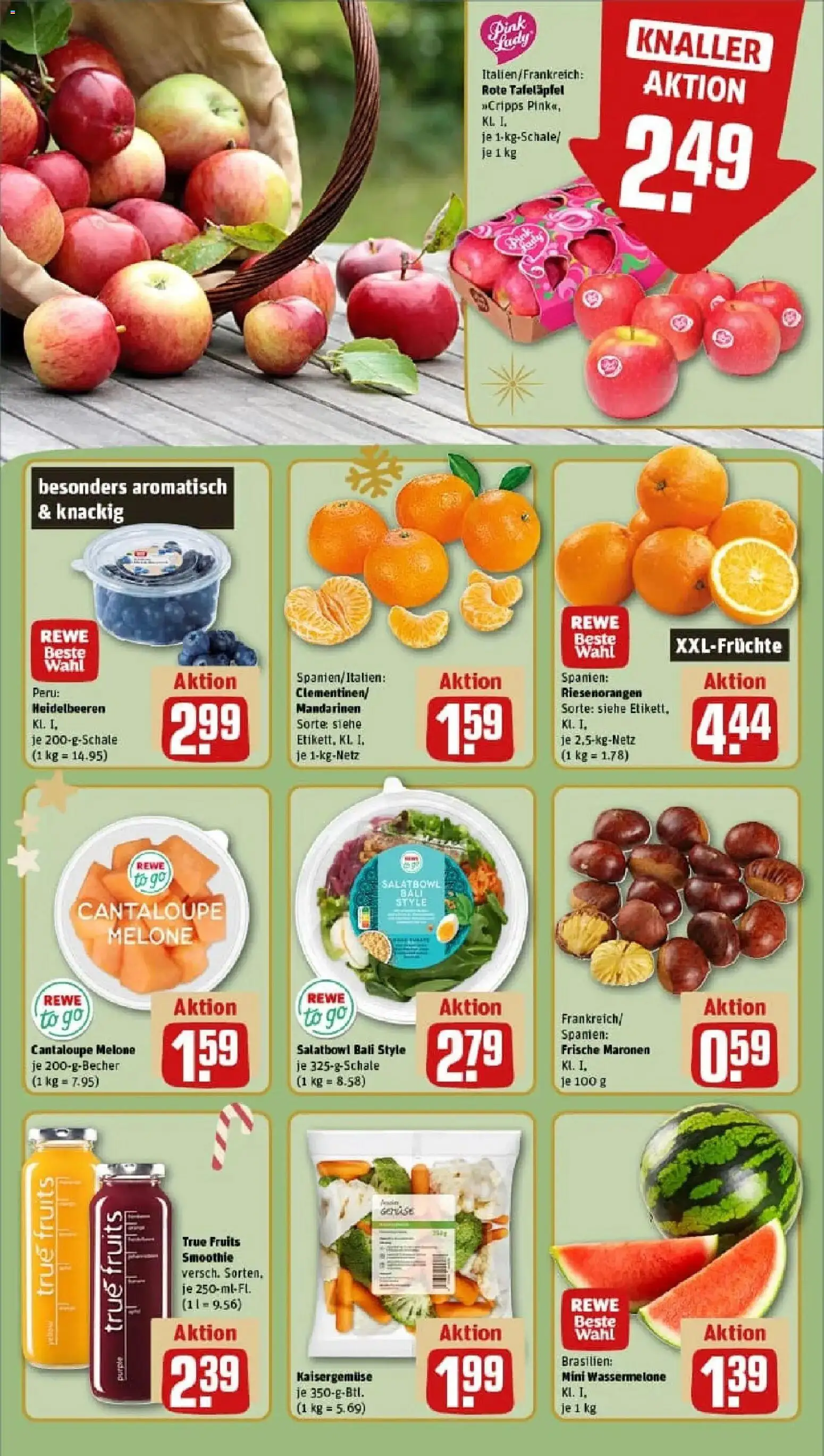 Rewe prospekt Berlin / Kreuzberg	 – gültig ab 23.11.2025 | Seite: 8 | Produkte: Mandarinen, Heidelbeeren, Wassermelone, Melone