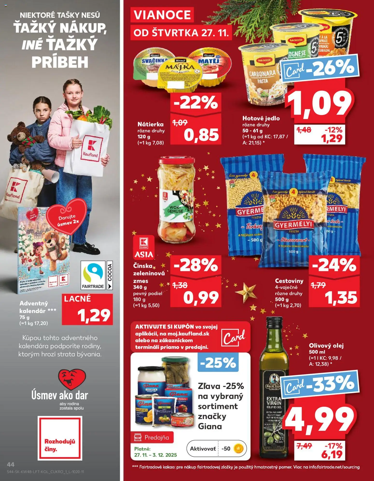 Kaufland SK akciós ujság - amely érvényes a következő dátumtól: 27.11.2025 | Oldal: 44 | Termékek: Tészta