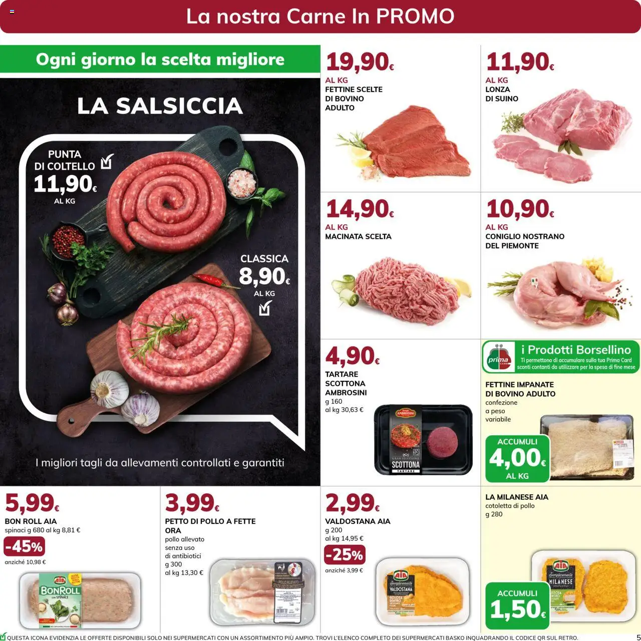Volantino Basko del 30.09.2025 | Pagina: 5 | Prodotti: Bovino, Petto di Pollo, Suino, Salsiccia