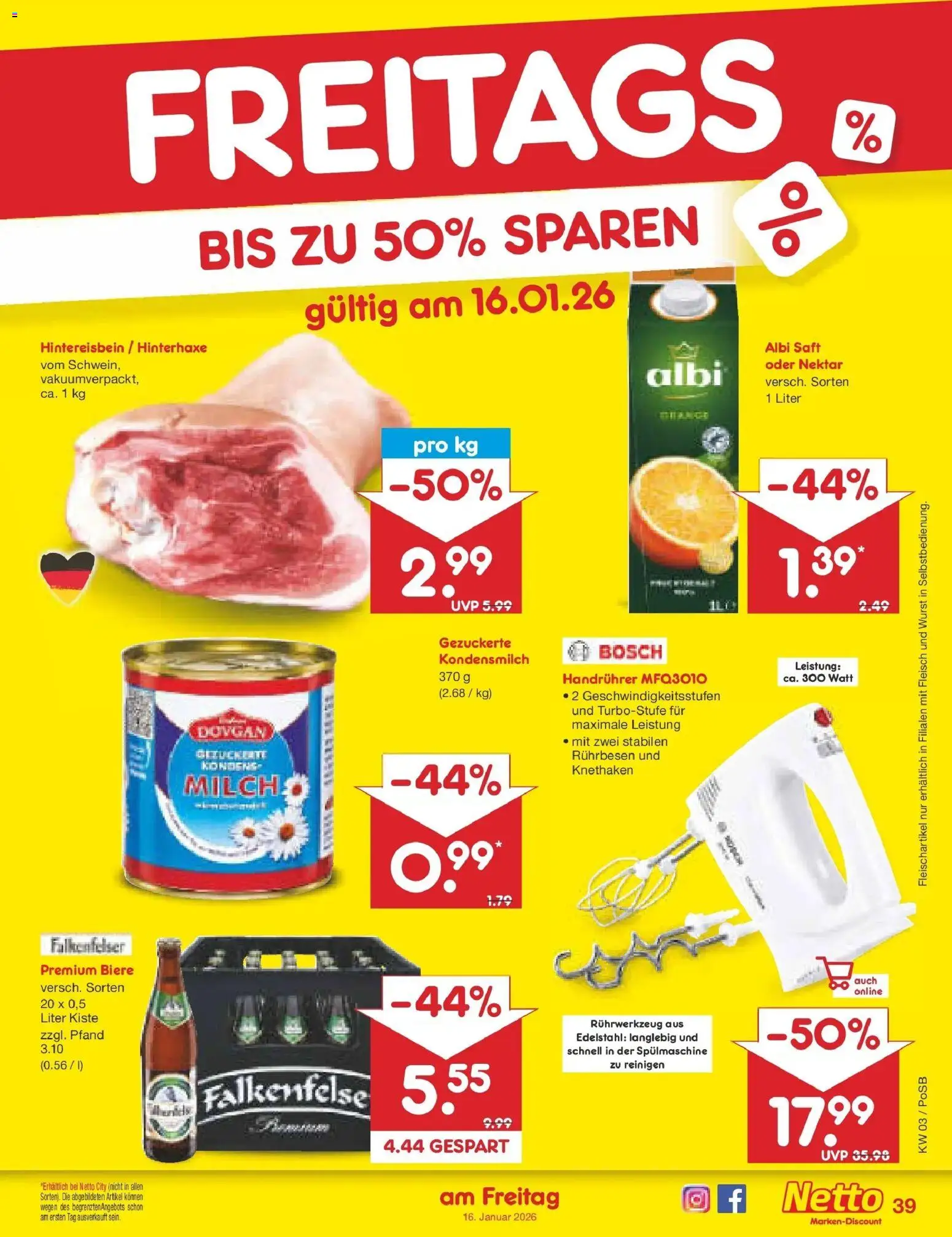 Netto Marken-Discount prospekt Regensburg	 – gültig ab 12.01.2026 | Seite: 43 | Produkte: Bosch, Rührbesen, Wurst, Saft