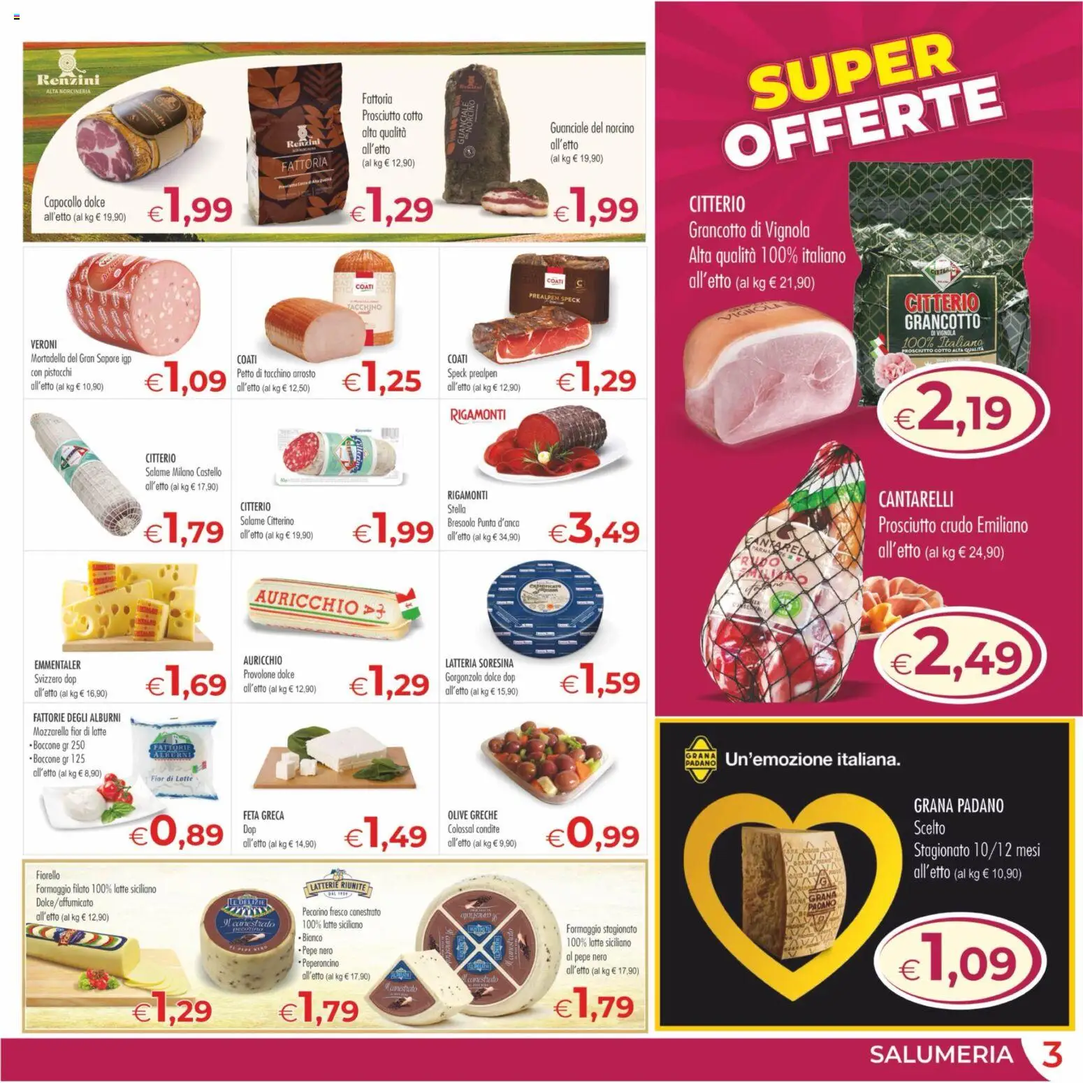 Volantino MerSi Supermercati del 08.04.2026 | Pagina: 3 | Prodotti: Prosciutto Cotto, Tacchino, Mozzarella, Latte