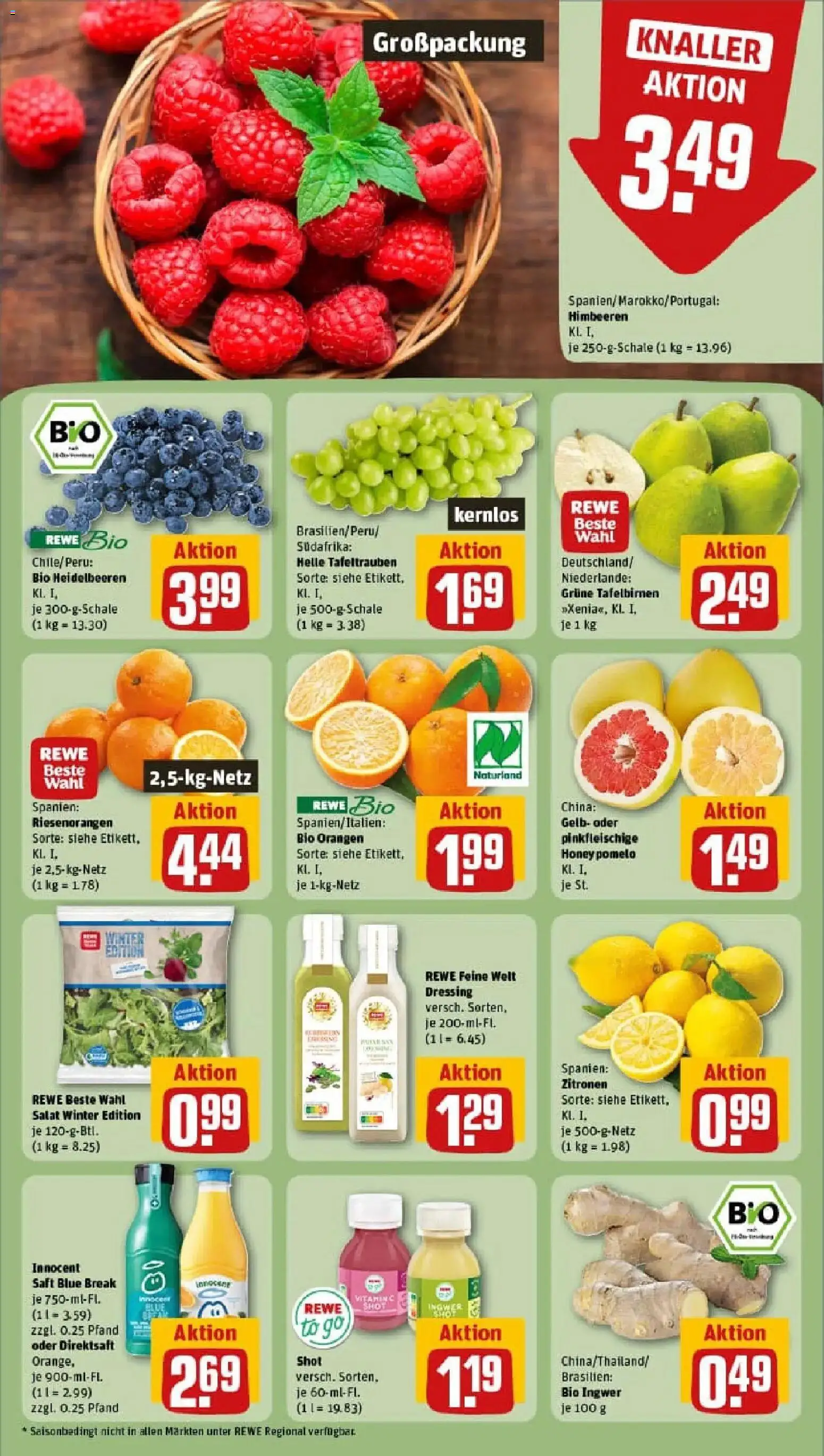 Rewe prospekt Sinsheim	 – gültig ab 26.01.2026 | Seite: 6 | Produkte: Himbeeren, Heidelbeeren, Saft, Zitronen