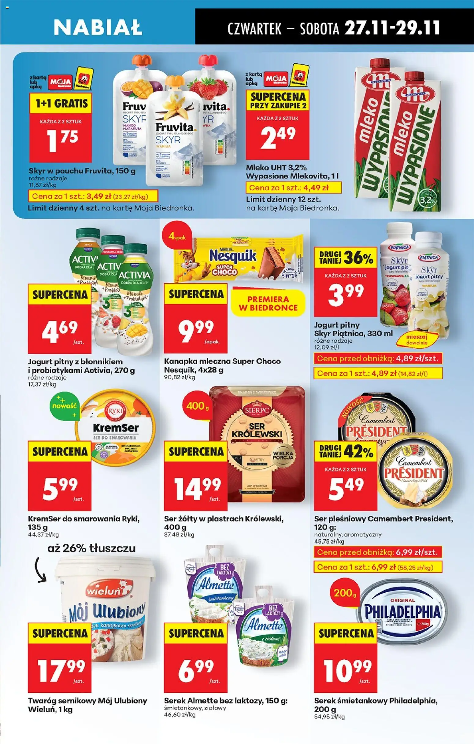 Biedronka Black Friday od 27.11.2025 | Strona: 55 | Produkty: Ser pleśniowy, Cream cheese, Mleko, Skyr